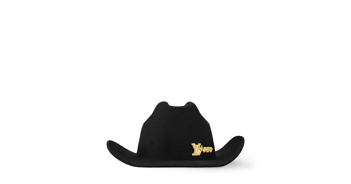 NEW Louis Vuitton Black LV Vers Cowboy Cowgirl Hat Louis Vuitton Monogram-Trimmed Cowboy Hat - Black Hats  main image 2