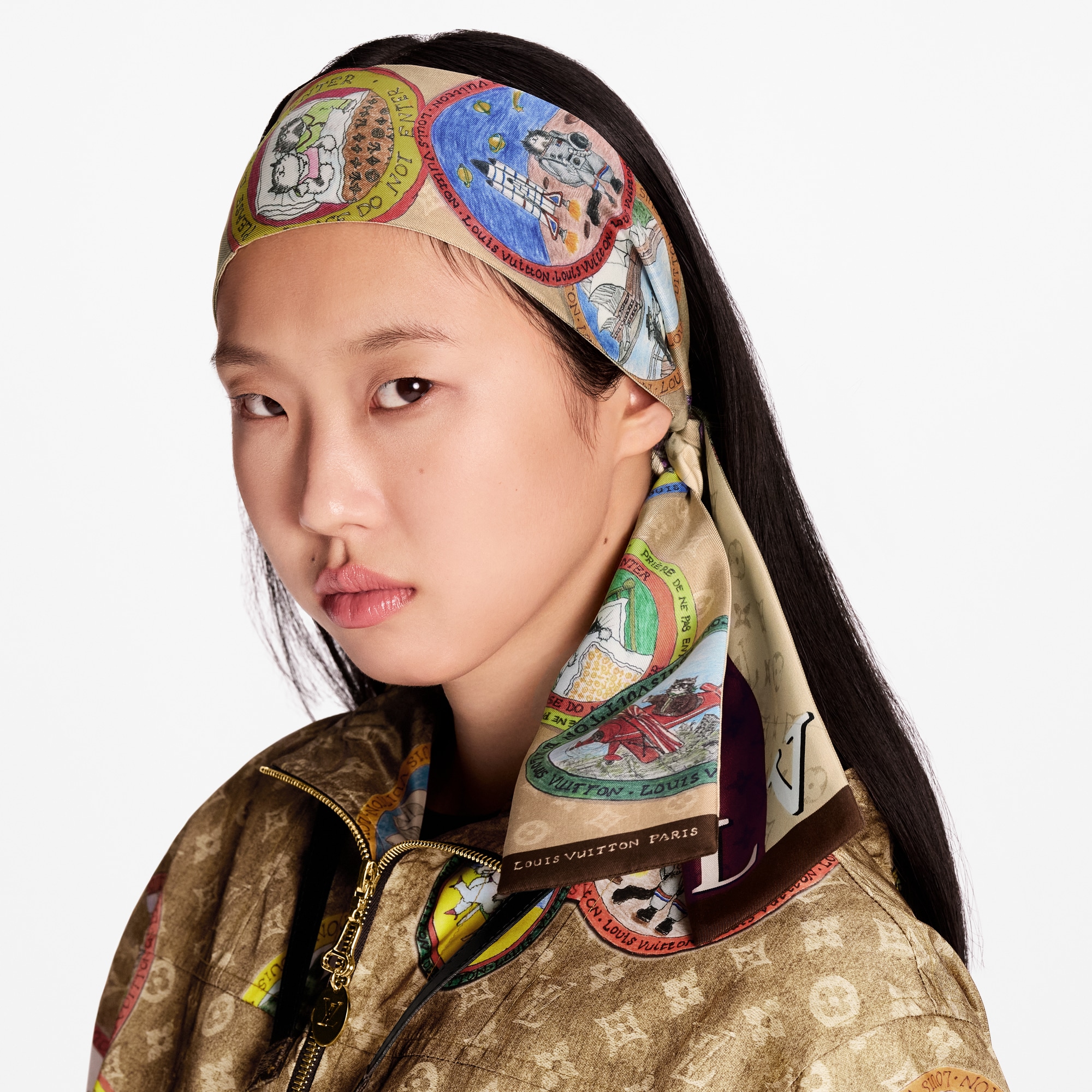 S00 Acessórios Lenços de Seda e Bandeaus Bandeau My LV Trunk | Louis Vuitton ® (Zoom no Produto)