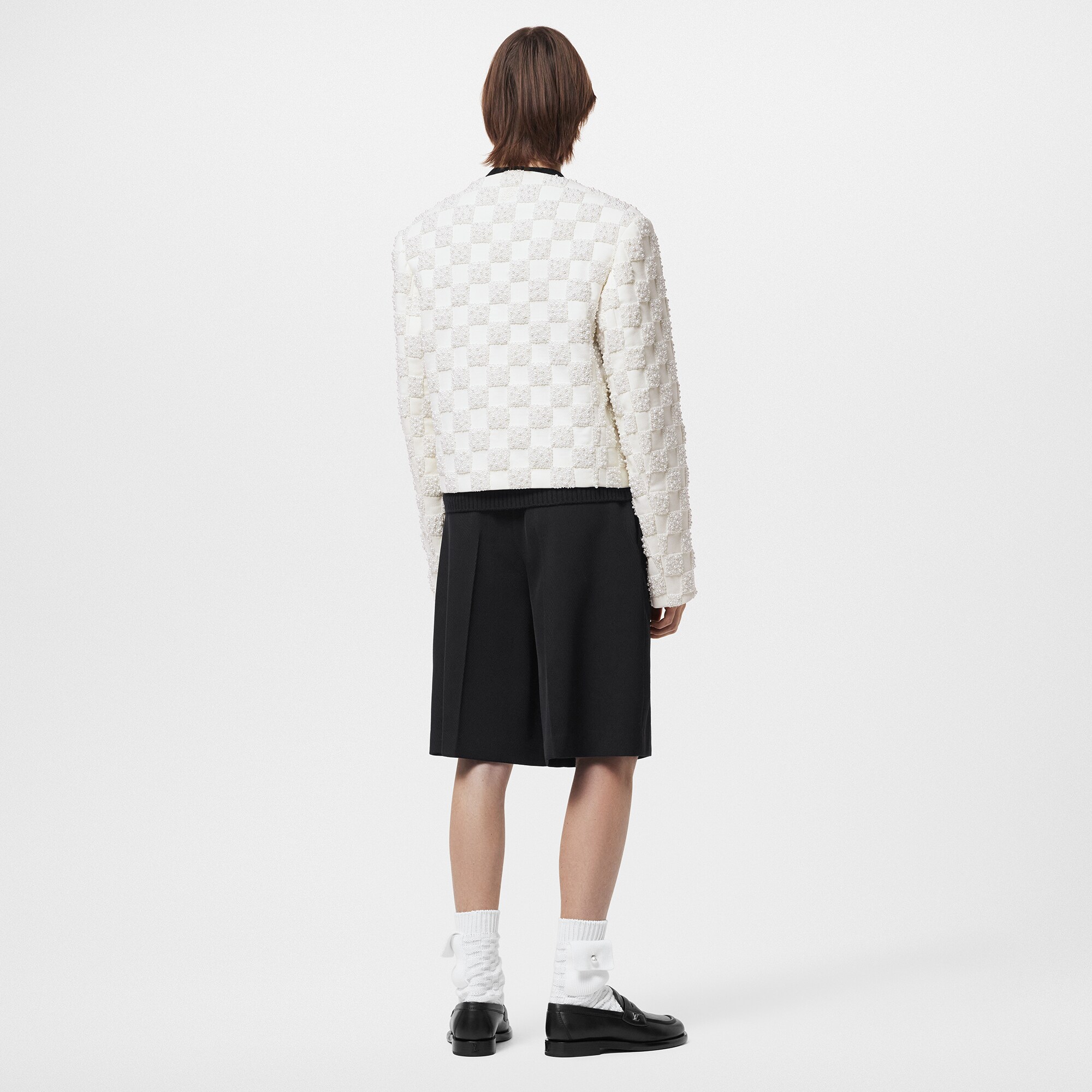  Ready-to-Wear Blazers e Jaquetas Blazer Cropped Damier Bordado com Pérolas - Feito Sob Encomenda | Louis Vuitton ® (Zoom no Produto)