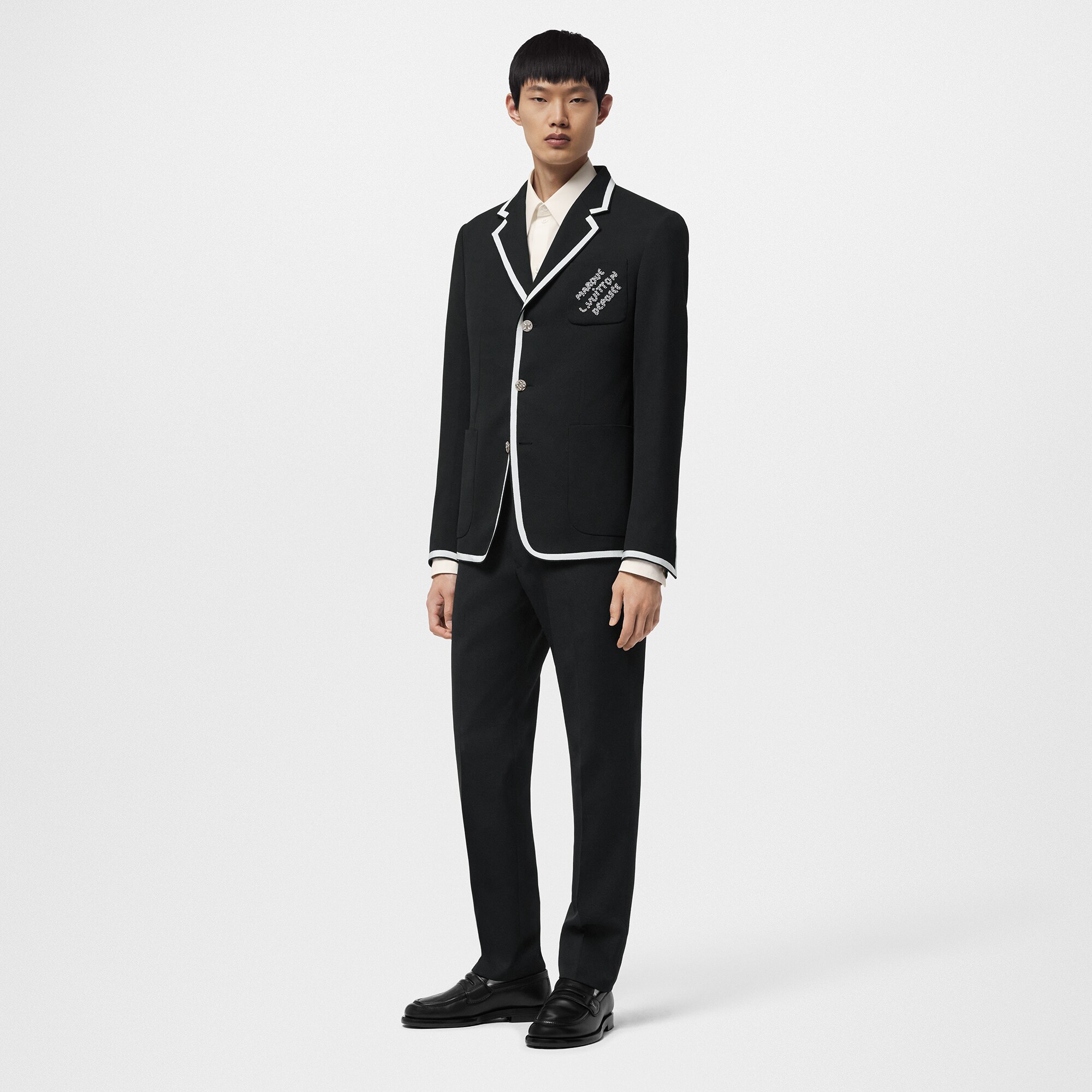  Discontinued Product Obs 12 Blazer de Alfaiataria de Lã com Detalhe Contrastante | Louis Vuitton ® (Zoom no Produto)