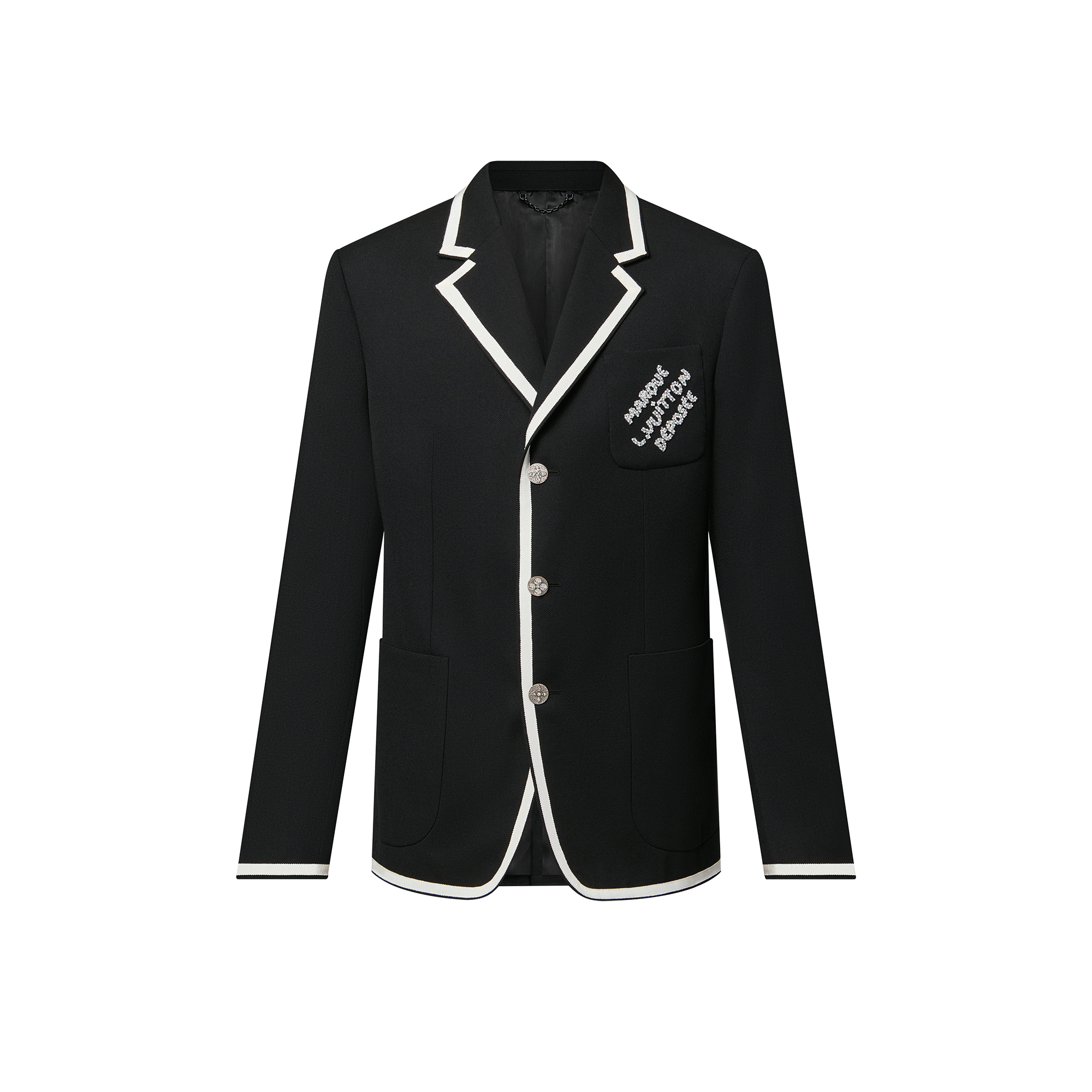  Discontinued Product Obs 12 Blazer de Alfaiataria de Lã com Detalhe Contrastante | Louis Vuitton ® (Zoom no Produto)