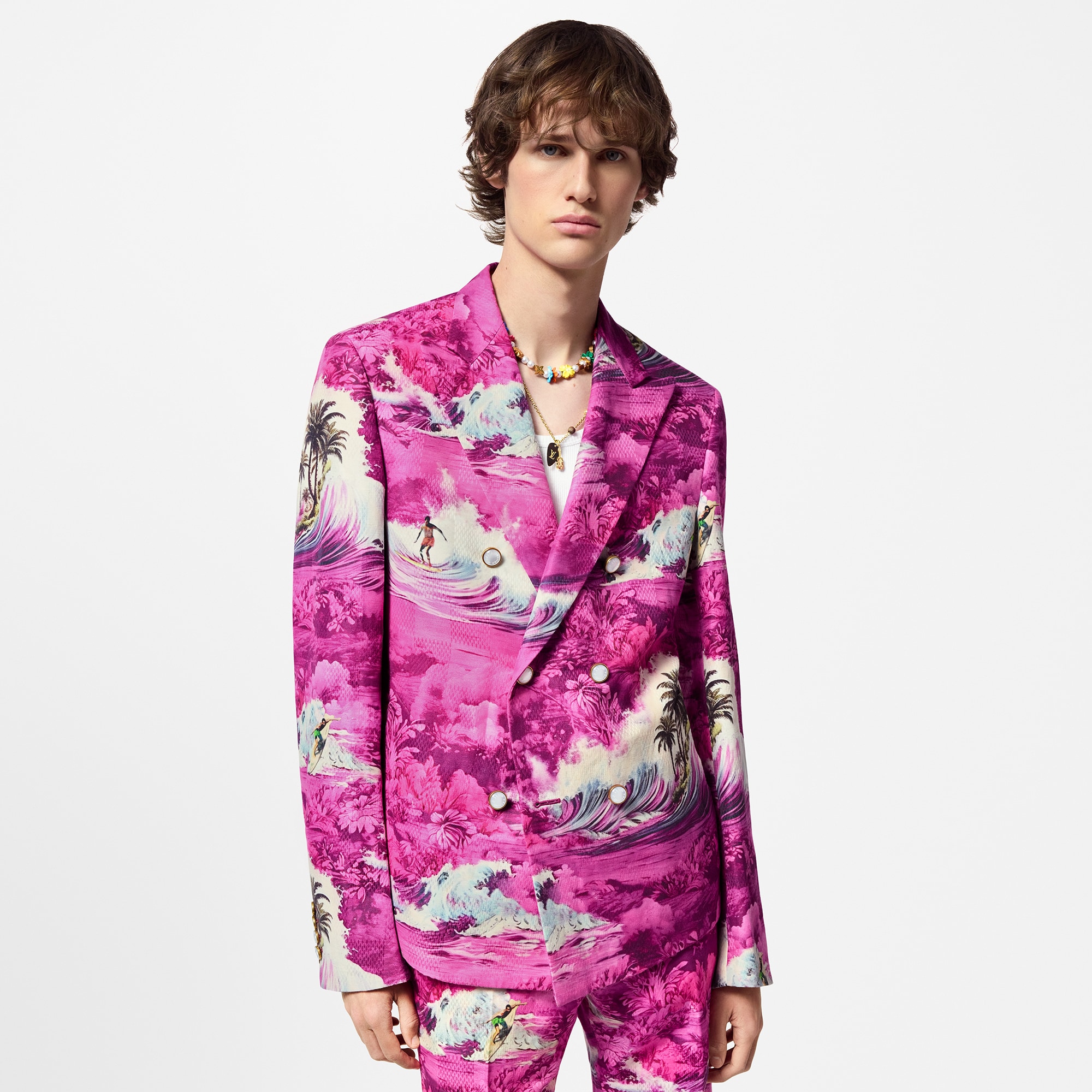  Discontinued Product Obs 12 Blazer de Alfaiataria Trespassado em Mescla de Algodão e Linho | Louis Vuitton ® (Zoom no Produto)