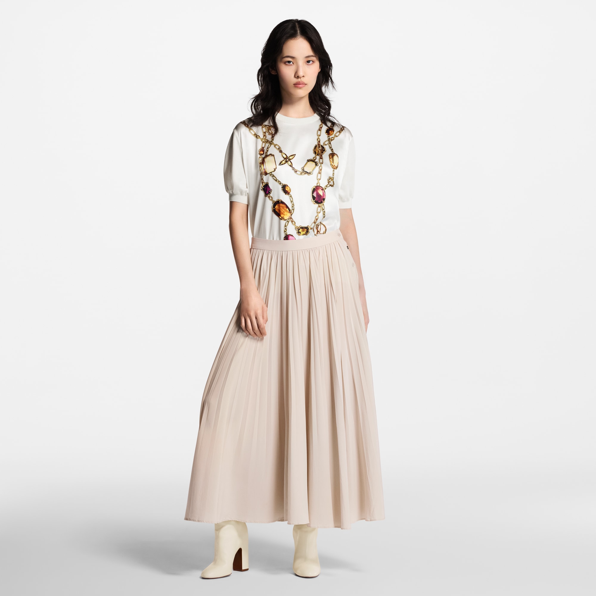  Ready-to-Wear Blusas Blusa de Malha com Estampa de Colar em Trompe L