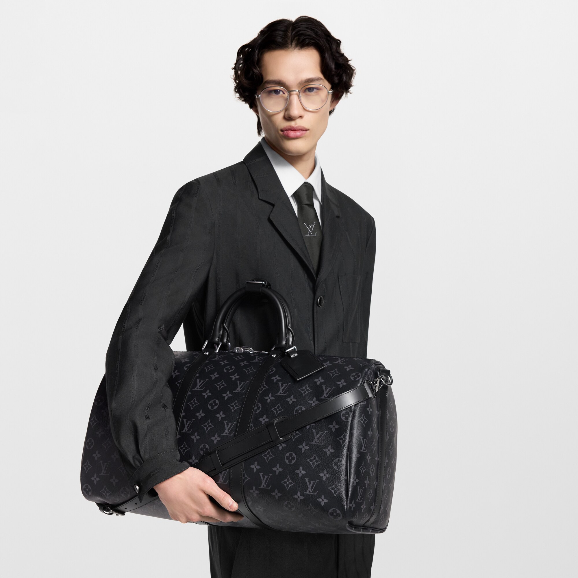 Monogram Eclipse Bolsas Masculinas Ícones LV Bolsa de Viagem Keepall Bandoulière 50 | Louis Vuitton ® (Zoom no Produto)