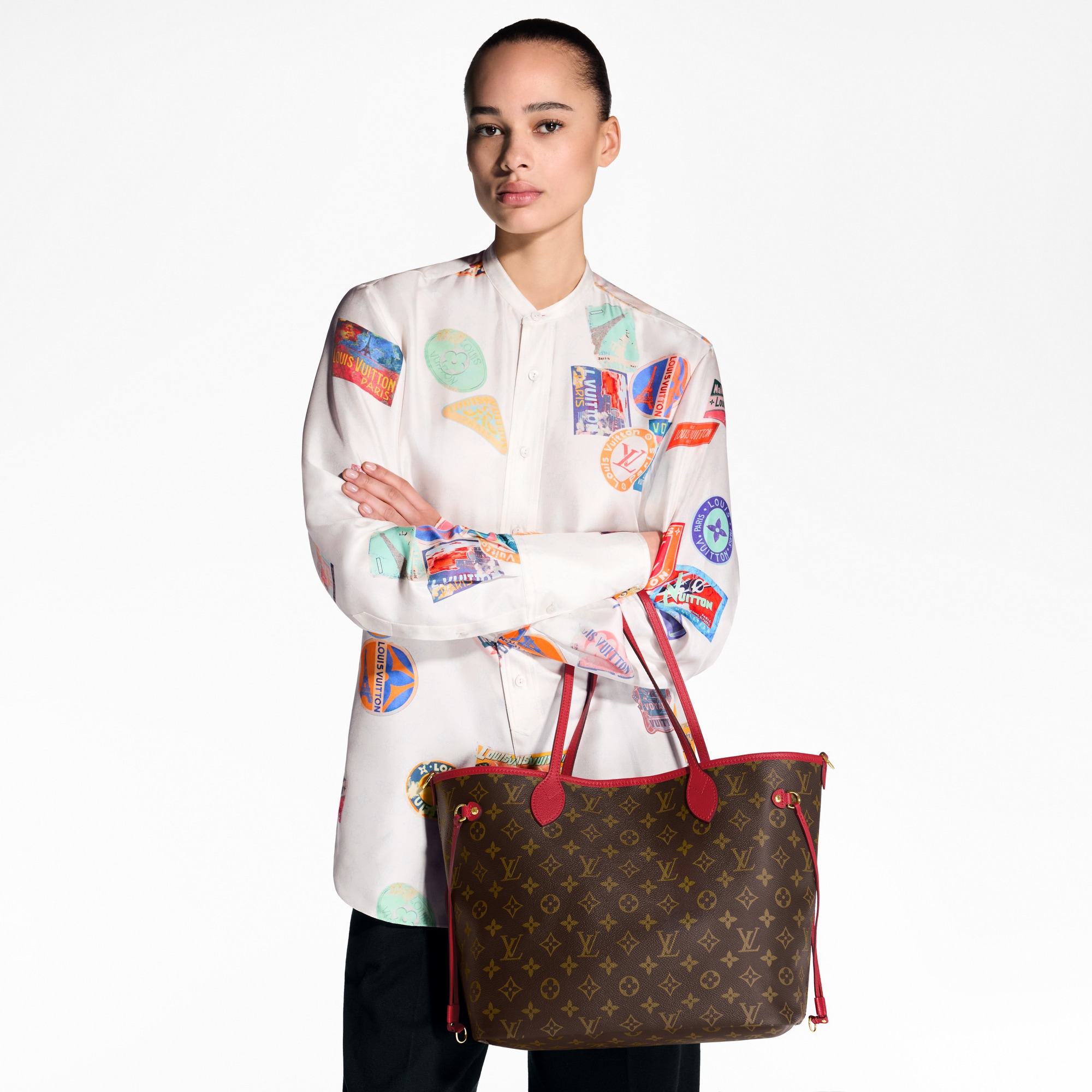 Monogram Bolsas Femininas Ícones LV Bolsa Neverfull Bandoulière Upside Down MM | Louis Vuitton ® (Zoom no Produto)