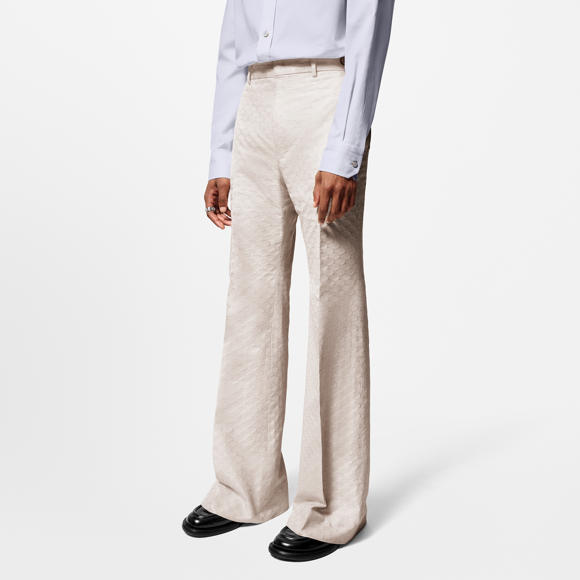  Discontinued Product Obs 12 Calça de Alfaiataria Flare em Mescla de Seda e Algodão | Louis Vuitton ® (Zoom no Produto)