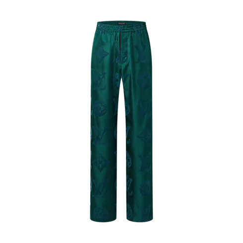 Discontinued Product Obs 12 Calça de Seda com Monogram Flocado e Cordão | Louis Vuitton ® (Zoom no Produto)