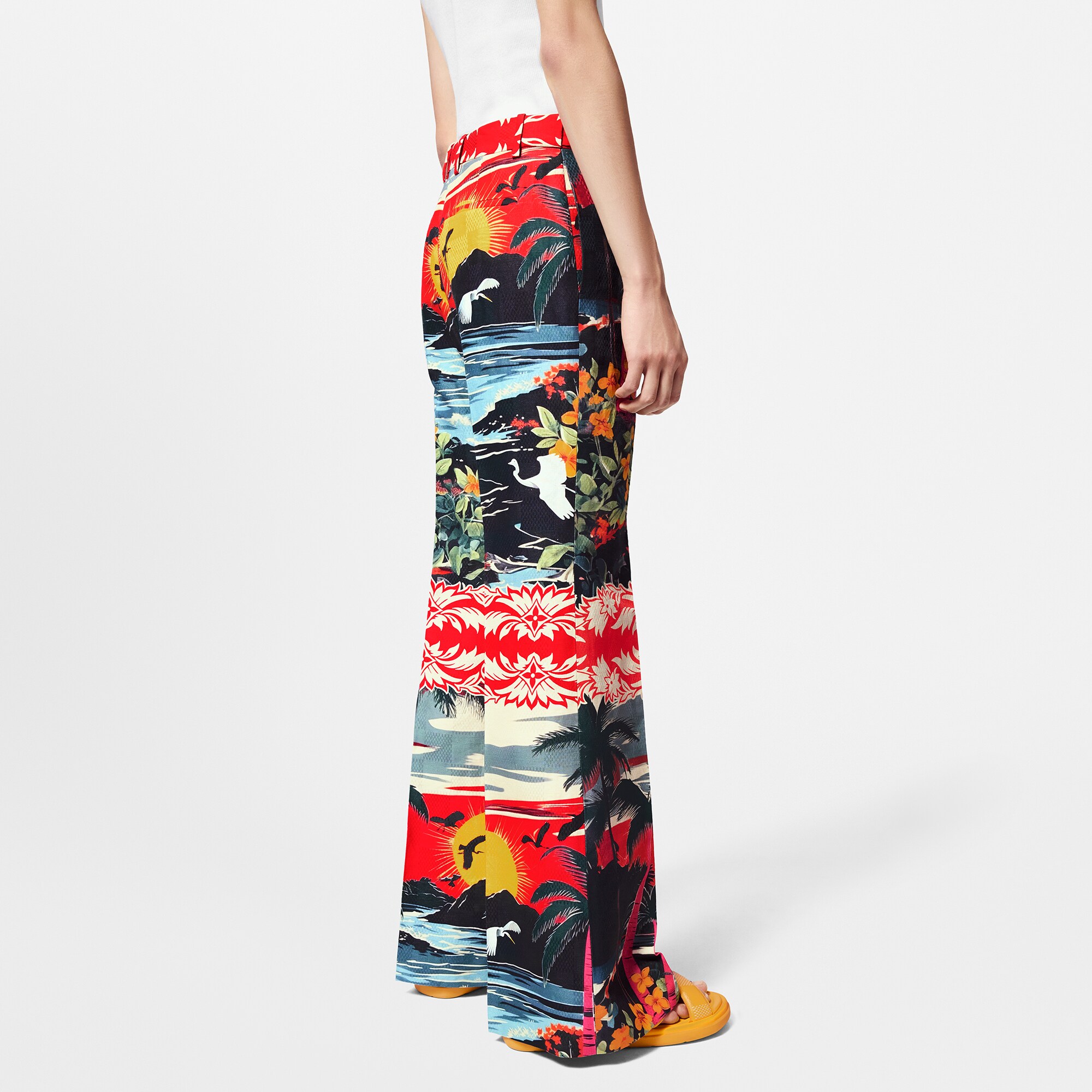  Discontinued Product Obs 12 Calça Flare de Alfaiataria em Mescla de Algodão e Linho | Louis Vuitton ® (Zoom no Produto)