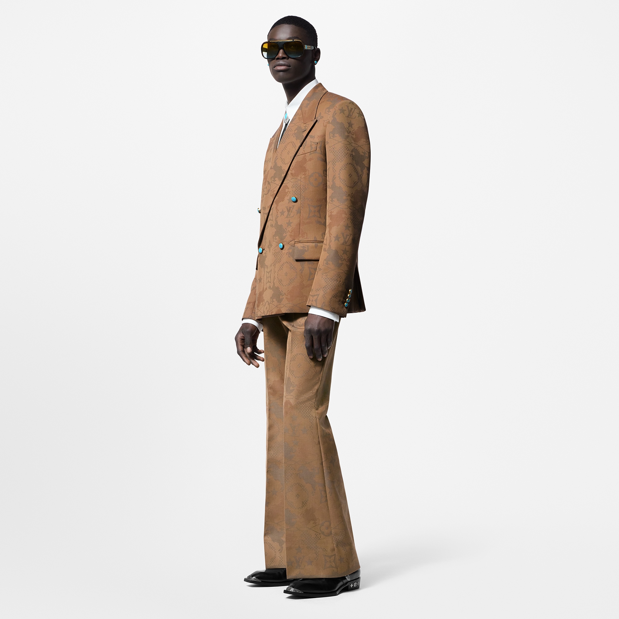  Ready-to-Wear Calças Calça Flare de Alfaitaria em Jacquard de Lã | Louis Vuitton ® (Zoom no Produto)