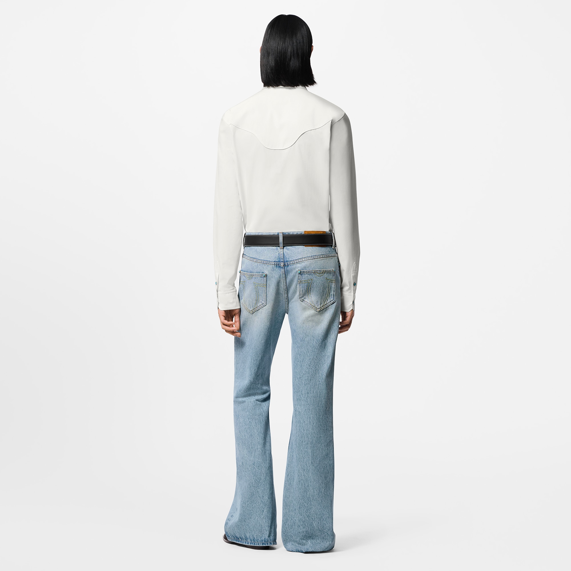  Discontinued Product Obs 12 Calça Flare em Jeans Estonado | Louis Vuitton ® (Zoom no Produto)