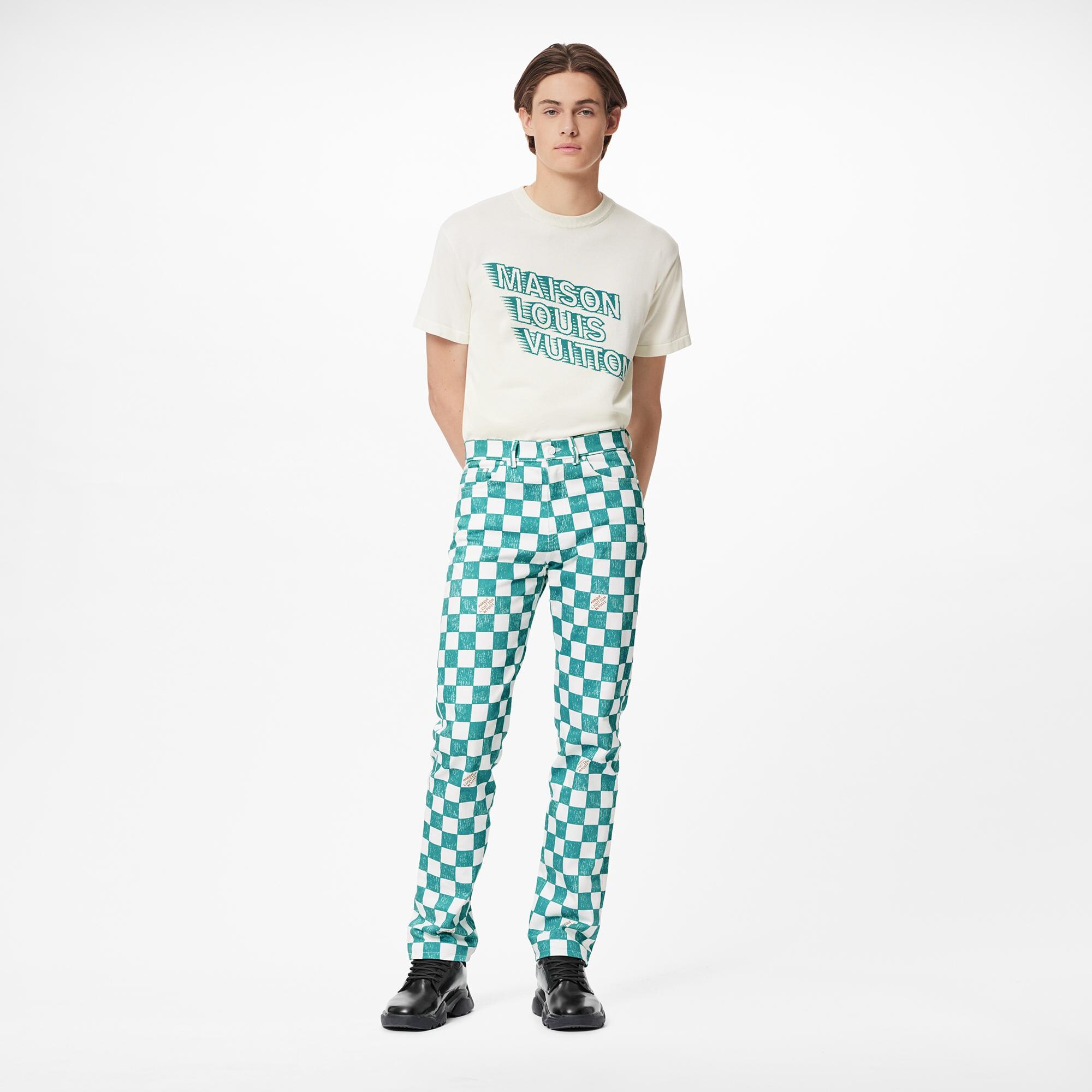  Discontinued Product Obs 10 Calça Jeans Damier Regular Fit | Louis Vuitton ® (Zoom no Produto)