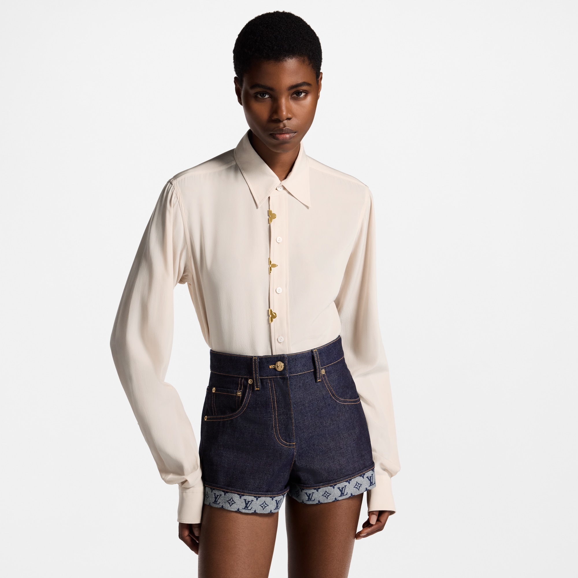  Ready-to-Wear Blusas Camisa com Detalhe em Monogram | Louis Vuitton ® (Zoom no Produto)
