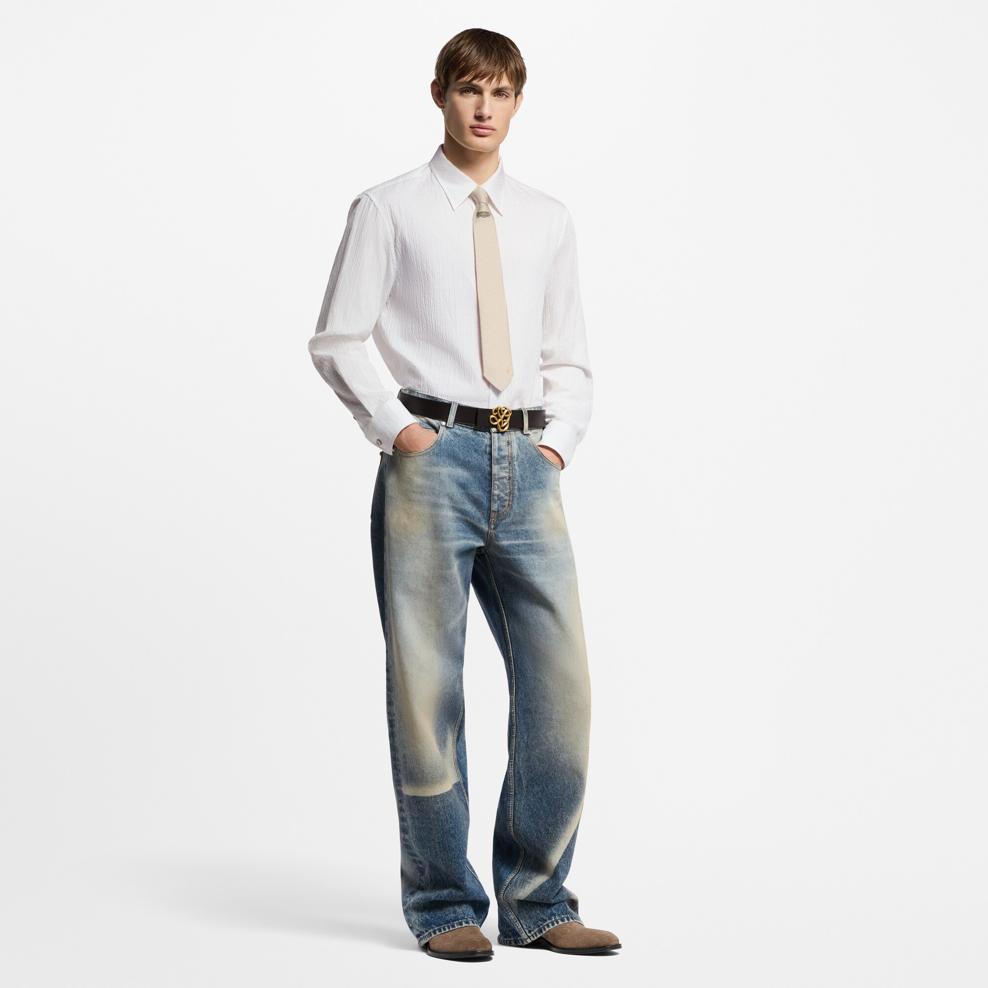  Ready-to-Wear Camisas Camisa de Algodão de Manga Longa em Jacquard Monogram | Louis Vuitton ® (Zoom no Produto)