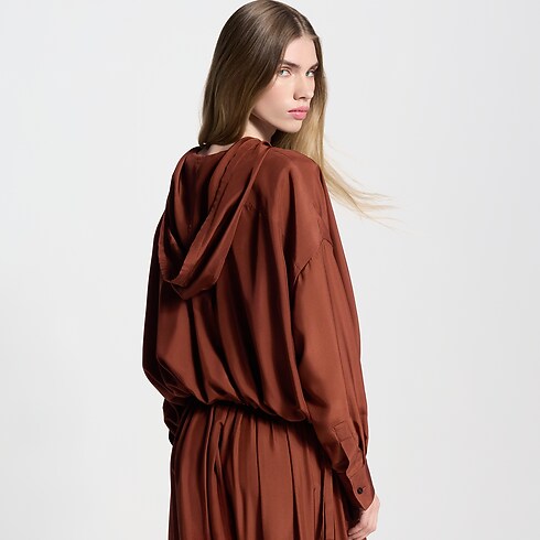 Ready-to-Wear Blusas Camisa de Seda Lavada com Capuz | Louis Vuitton ® (Zoom no Produto)