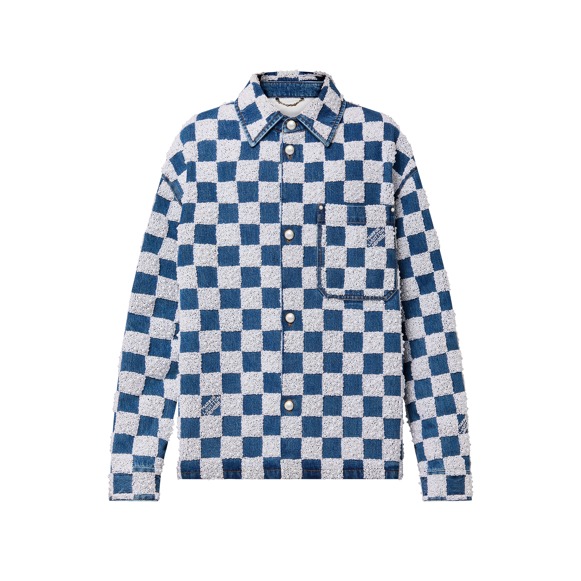  Ready-to-Wear Todas as Roupas Camisa Jeans Oversized Bordada com Pérolas - Sob Encomenda | Louis Vuitton ® (Zoom no Produto)