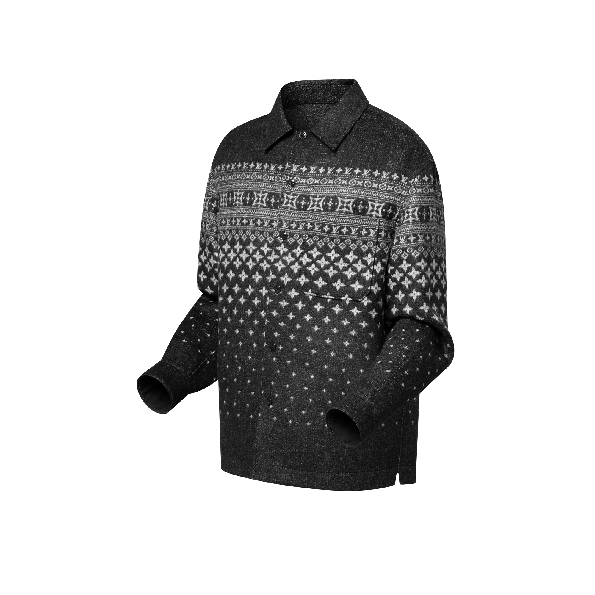  Ready-to-Wear Todas as Roupas Camisa Oversized Dupla Face em Jacquard de Mescla de Seda, Cashmere e Lã | Louis Vuitton ® (Zoom no Produto)