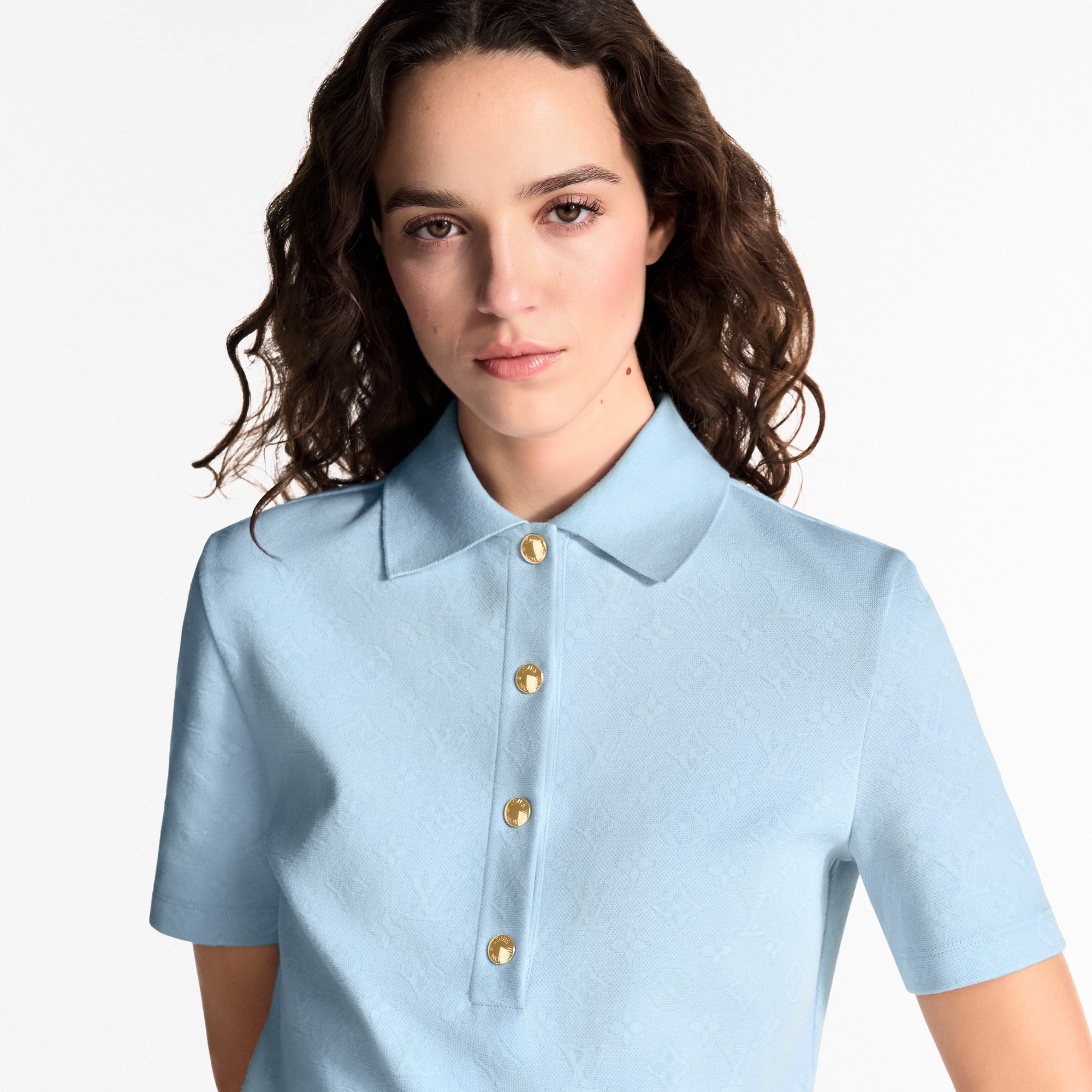  Ready-to-Wear Blusas Camisa Polo Baby Look em Piqué de Algodão com Monogram | Louis Vuitton ® (Zoom no Produto)