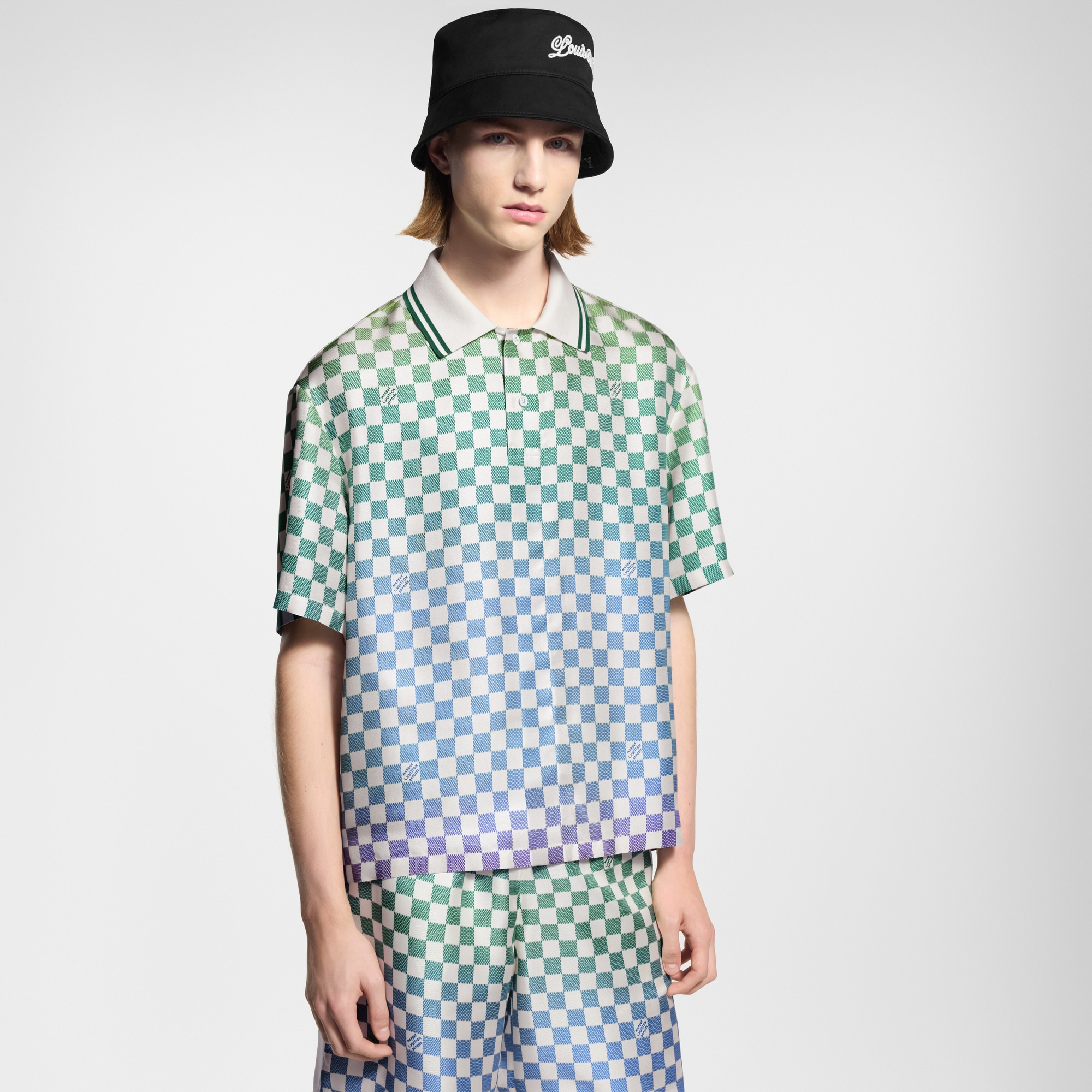  Ready-to-Wear Camisas Camisa Polo em Seda Estampada com Damier em Degradé | Louis Vuitton ® (Zoom no Produto)