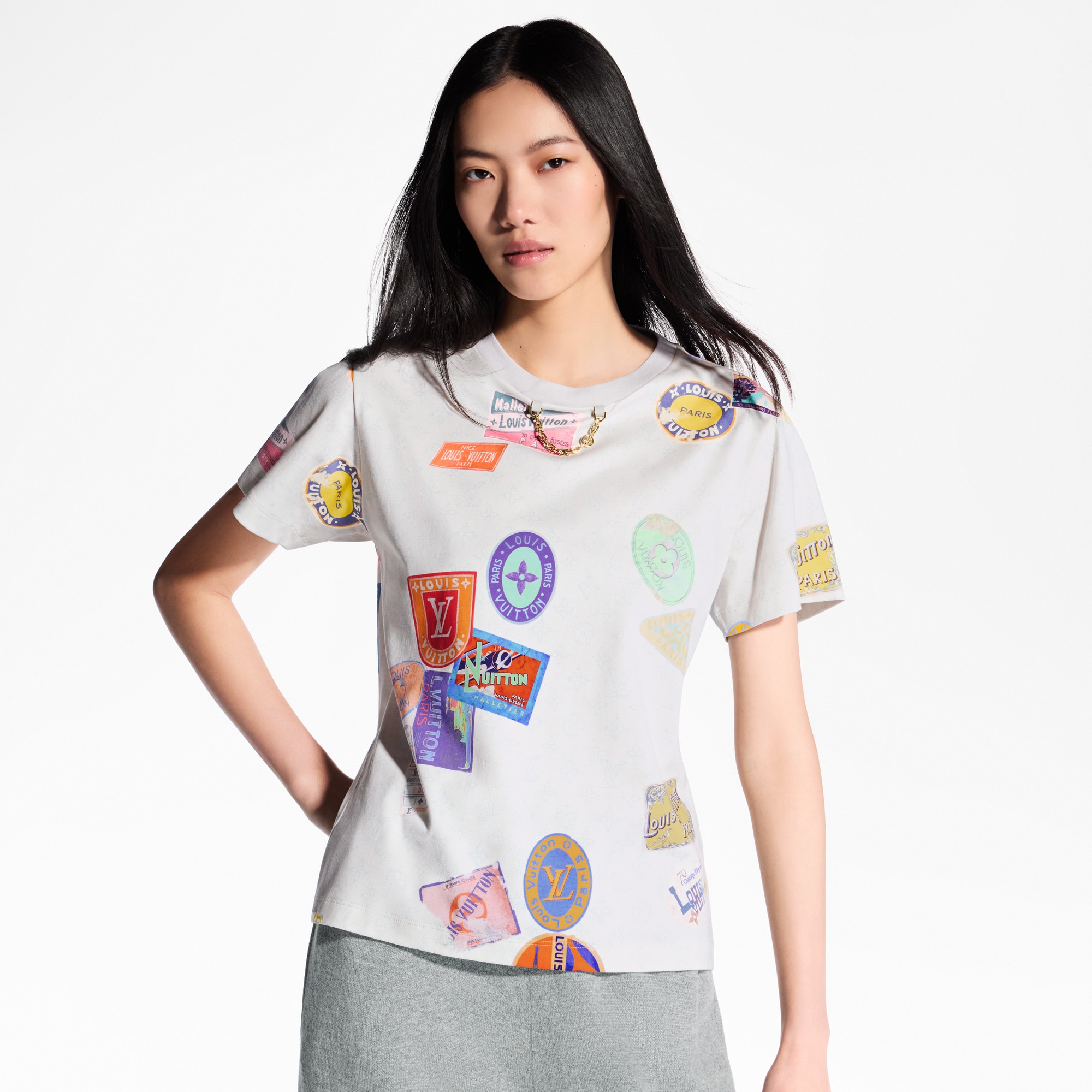  Ready-to-Wear Blusas Camiseta com Textura e Estampa de Patches | Louis Vuitton ® (Zoom no Produto)