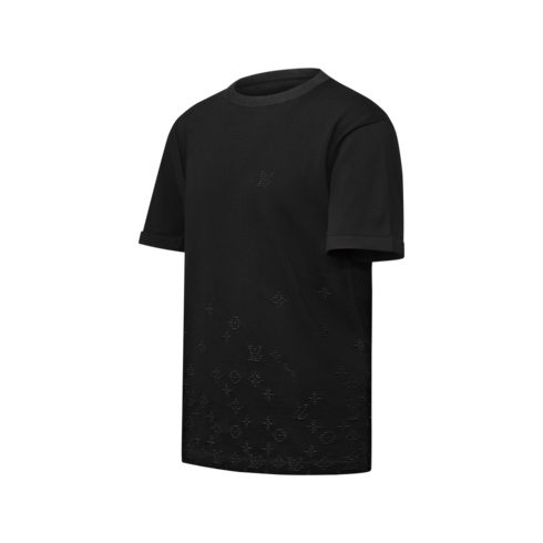 Camiseta de Manga Curta com Jacquard com Assinatura em Degradé – Vista Lateral