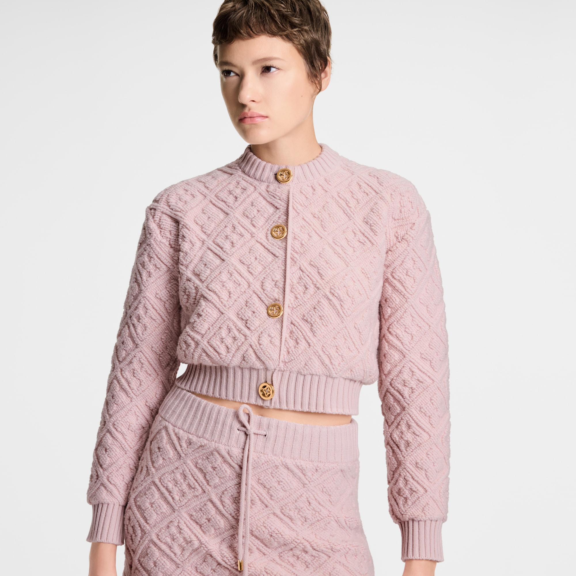  Ready-to-Wear Tricot Cardigã Atoalhado com Monogram | Louis Vuitton ® (Zoom no Produto)