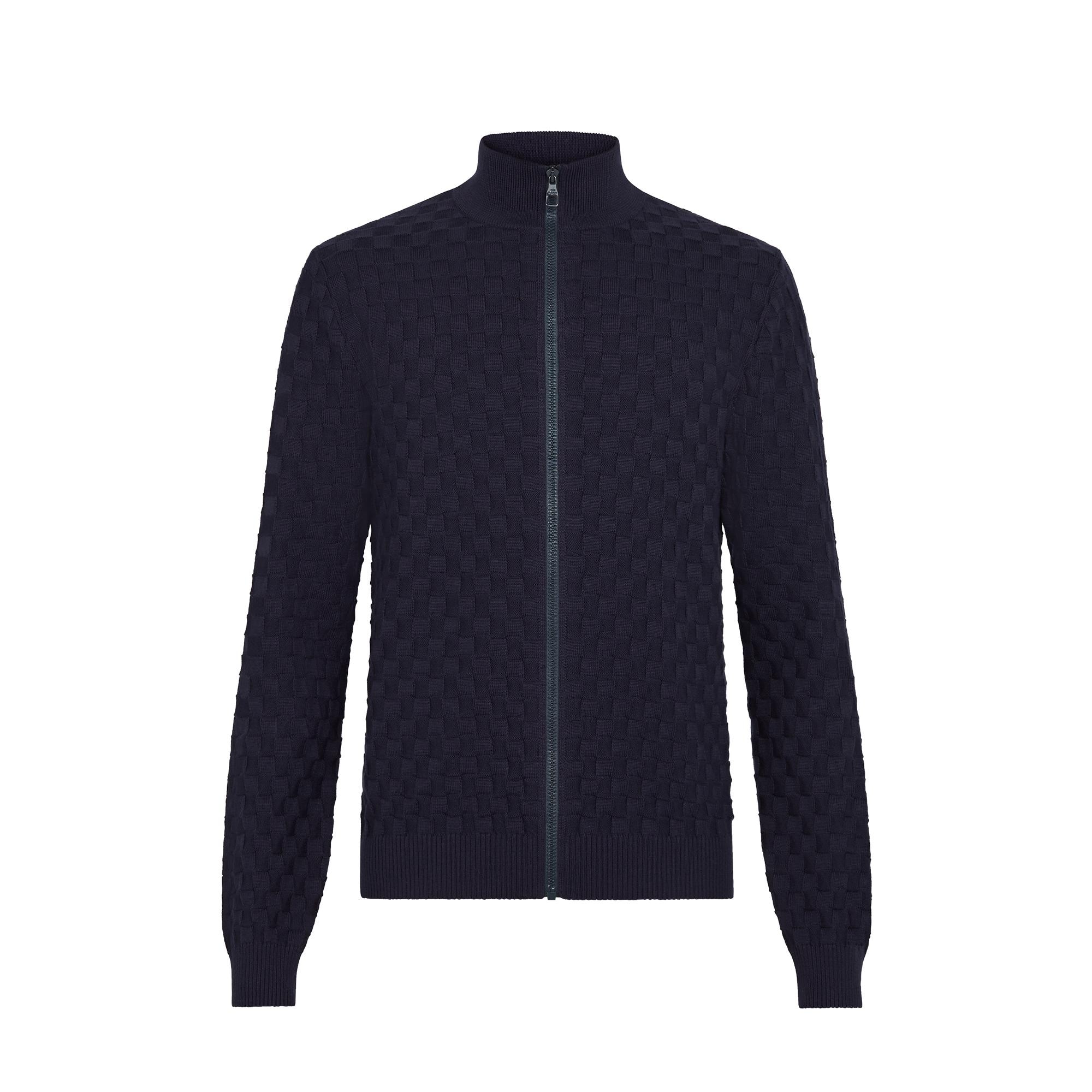  Ready-to-Wear Malhas e Moletons Cardigã com Zíper Damier Signature | Louis Vuitton ® (Zoom no Produto)