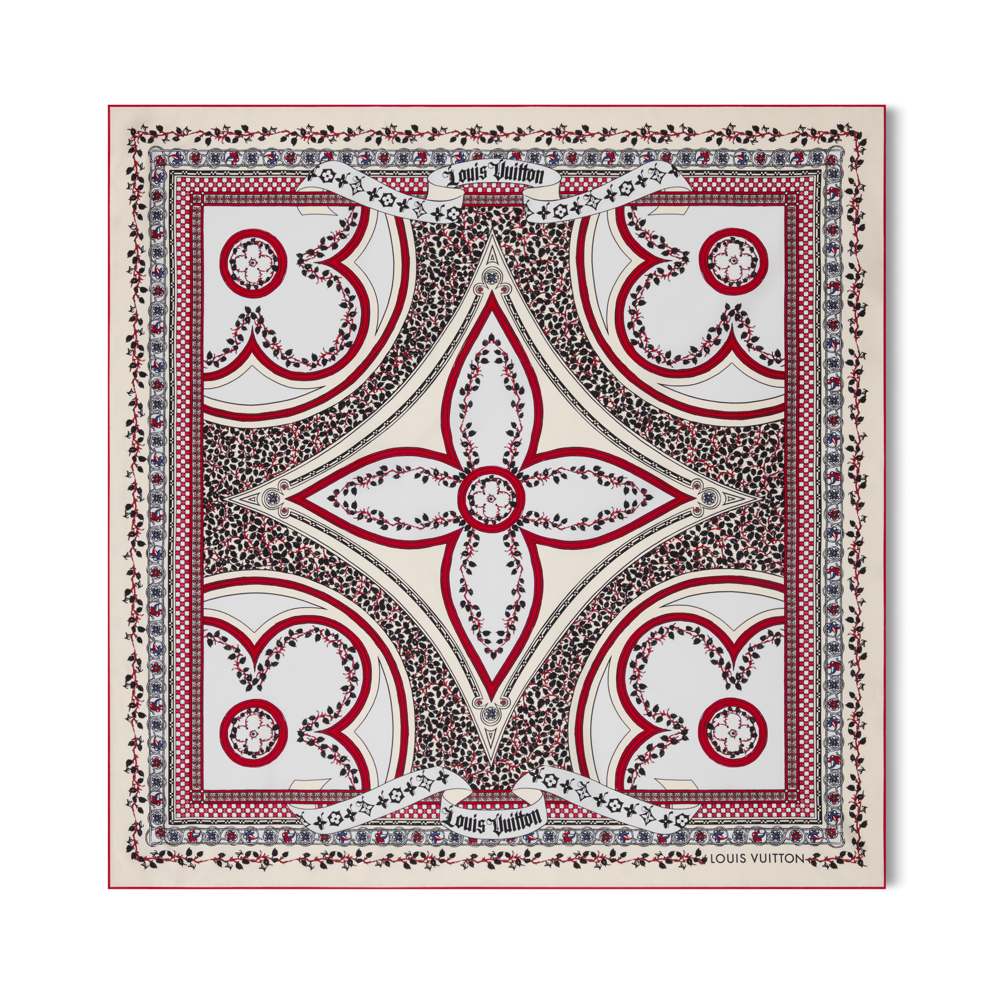 S00 Acessórios Lenços de Seda e Bandeaus Carré LV Medieval Flowers 90 cm | Louis Vuitton ® (Zoom no Produto)