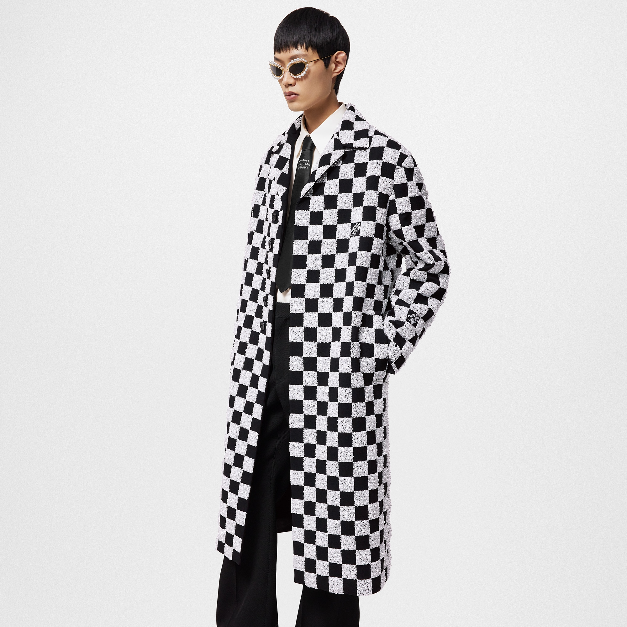  Ready-to-Wear Casacos e Agasalhos Casaco com Xadrez Damier Bordado em Pérolas - Feito Sob Encomenda | Louis Vuitton ® (Zoom no Produto)