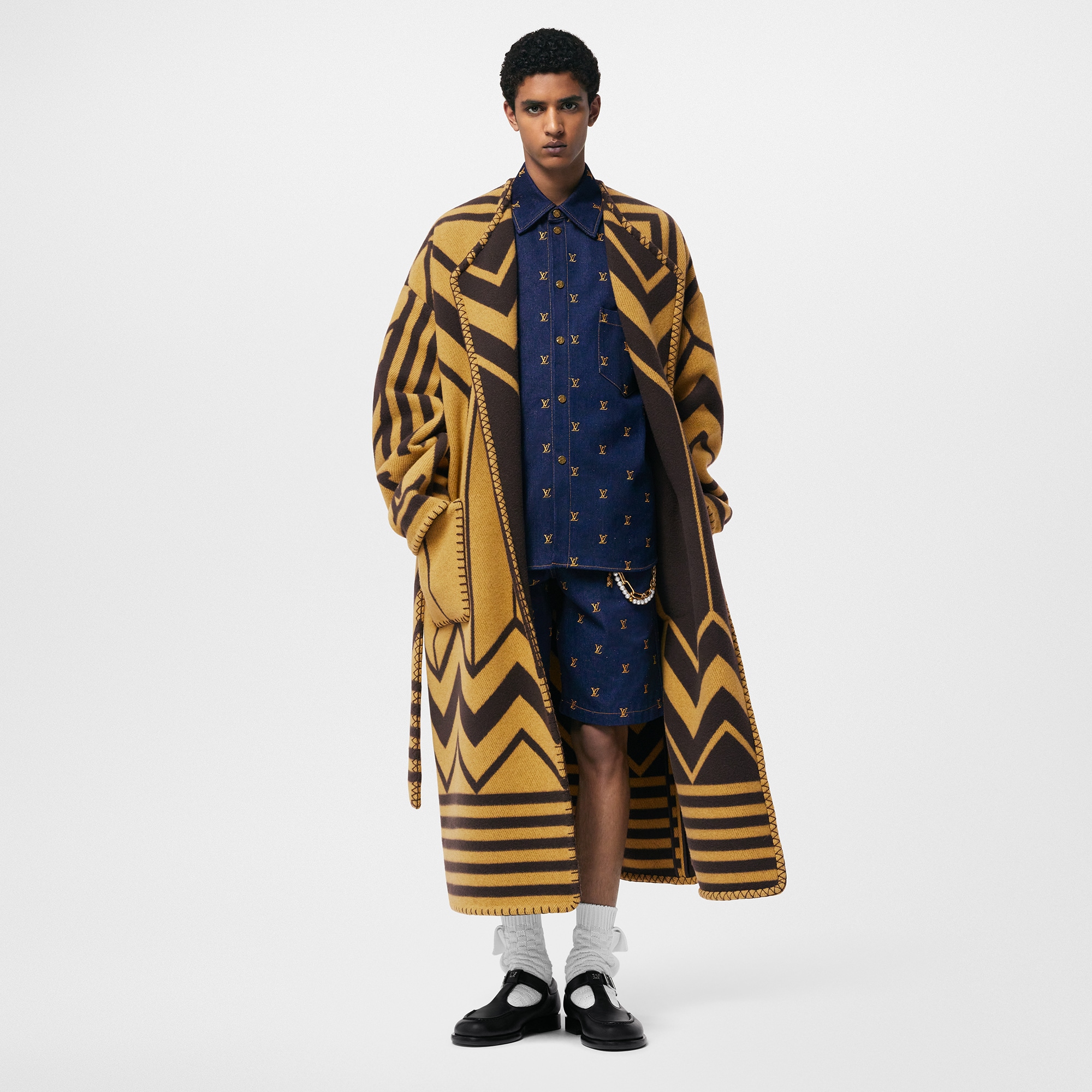  Discontinued Product Obs 10 Casaco em Mescla de Lã e Cashmere com Padronagem de Manta | Louis Vuitton ® (Zoom no Produto)