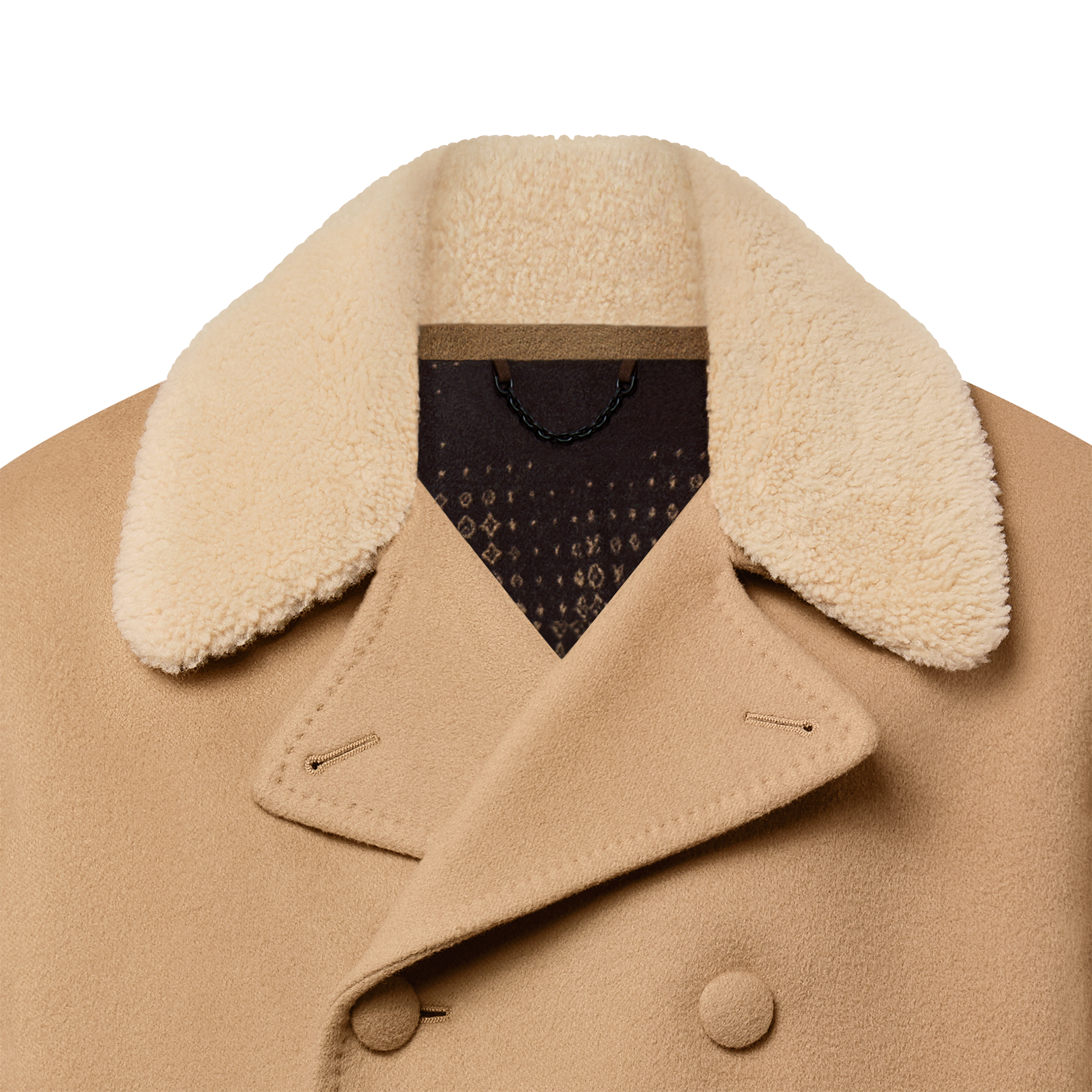  Discontinued Product Obs 9 Casaco Trespassado Dupla Face em Mescla de Lã e Seda com Gola de Shearling | Louis Vuitton ® (Zoom no Produto)