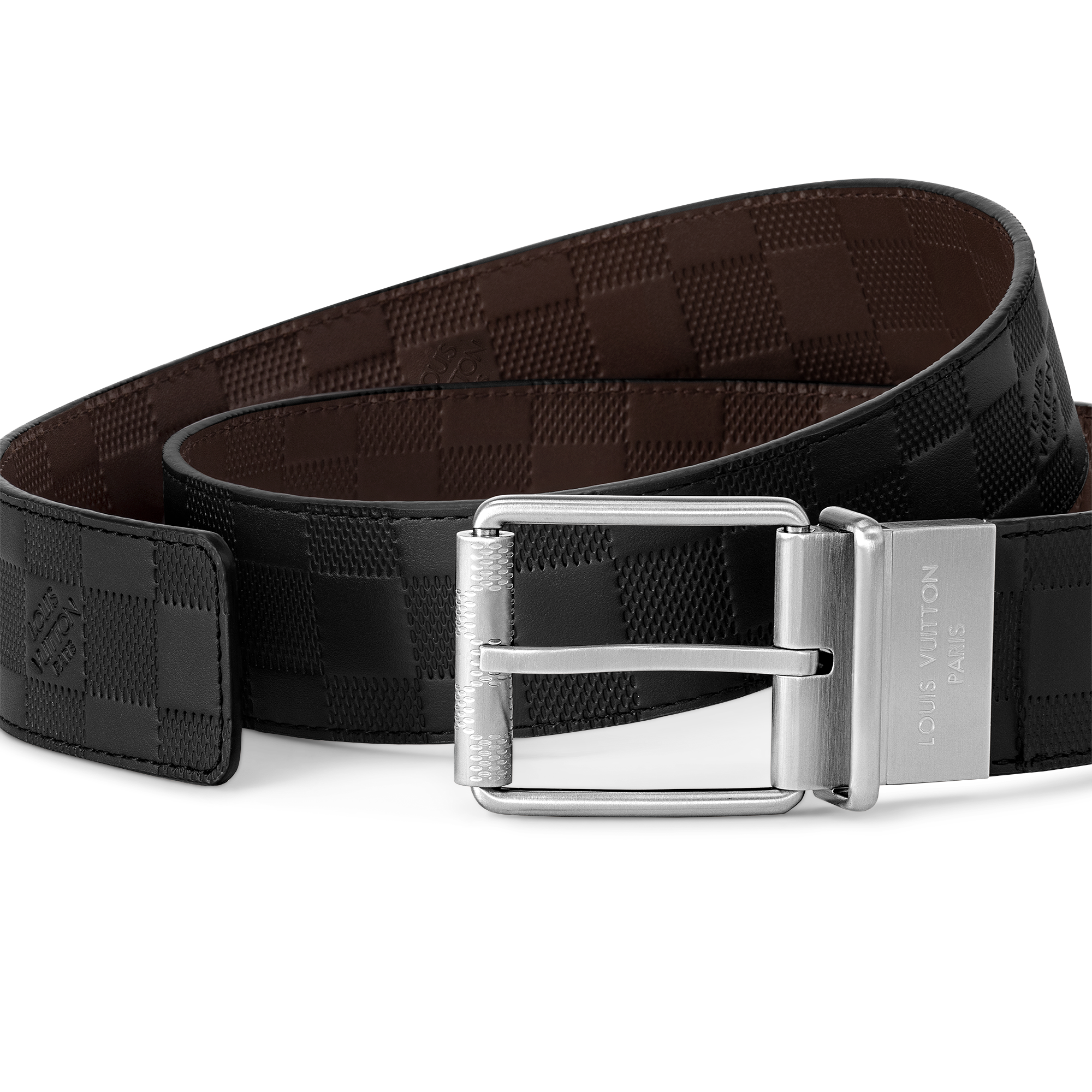 Couro Damier Infini Acessórios Cintos Cinto Damier Print Reversível 40MM | Louis Vuitton ® (Zoom no Produto)