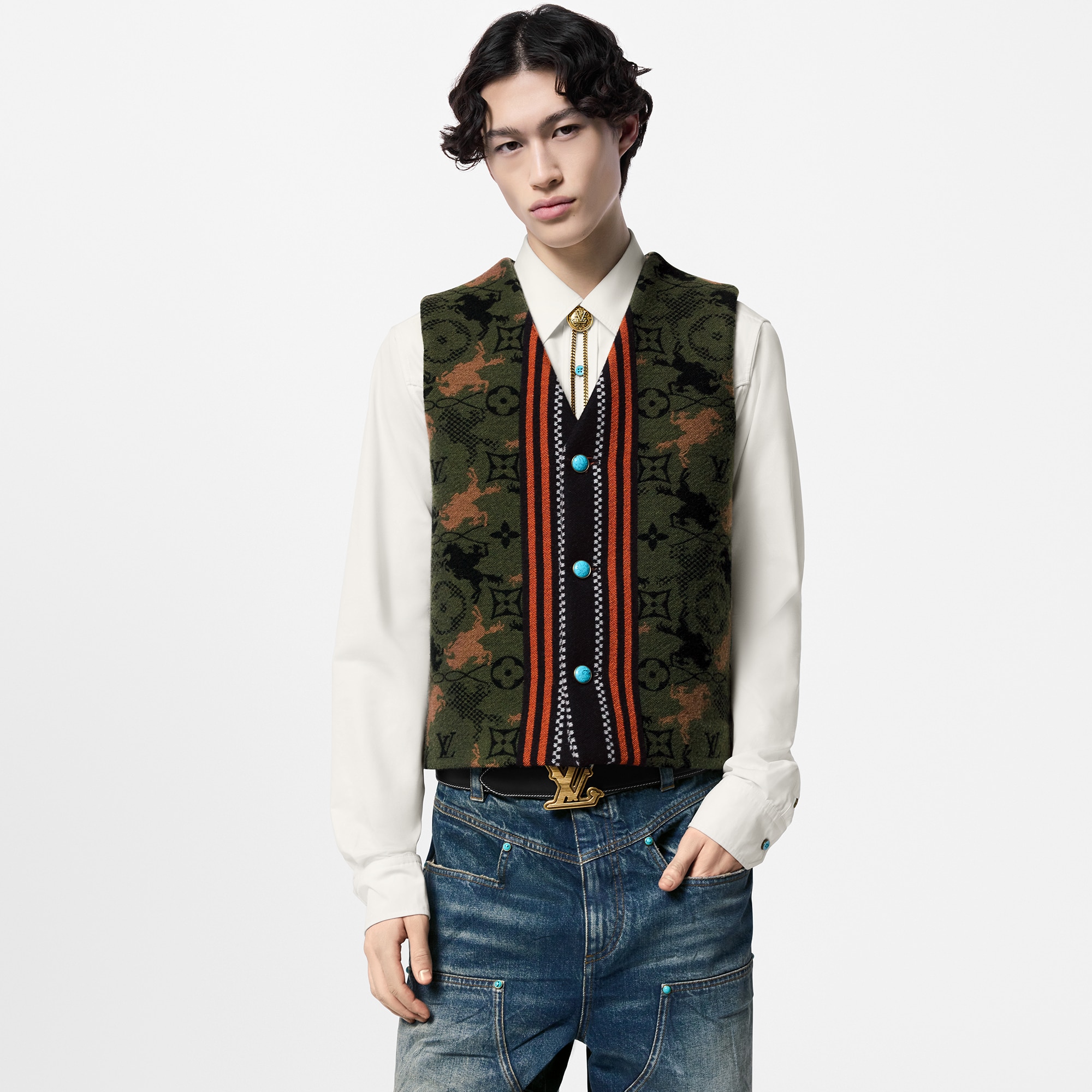  Discontinued Product Obs 12 Colete em Jacquard de Lã Dupla Face | Louis Vuitton ® (Zoom no Produto)