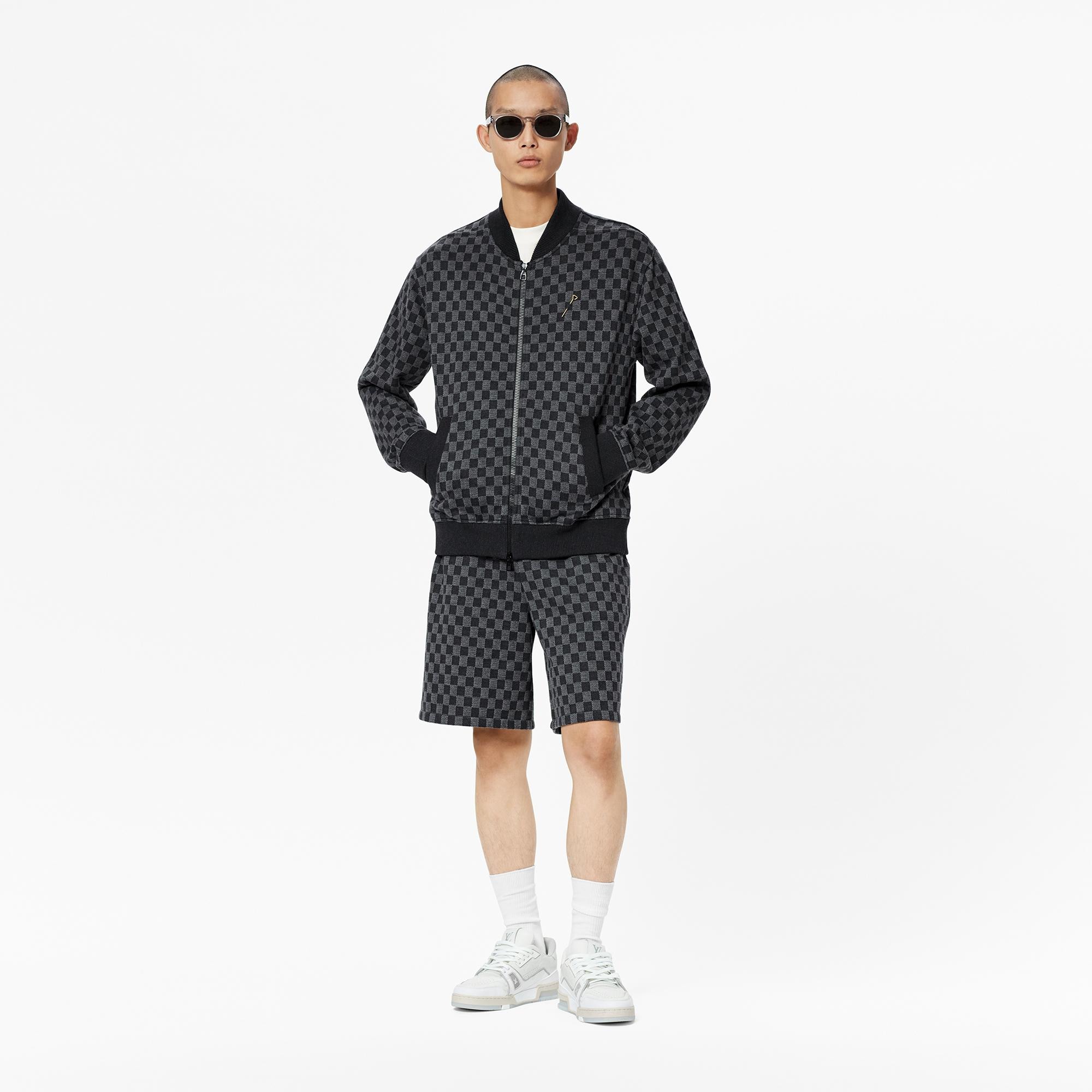  Ready-to-Wear Malhas e Moletons Jaqueta Bomber em Jacquard Damier com Zíper | Louis Vuitton ® (Zoom no Produto)