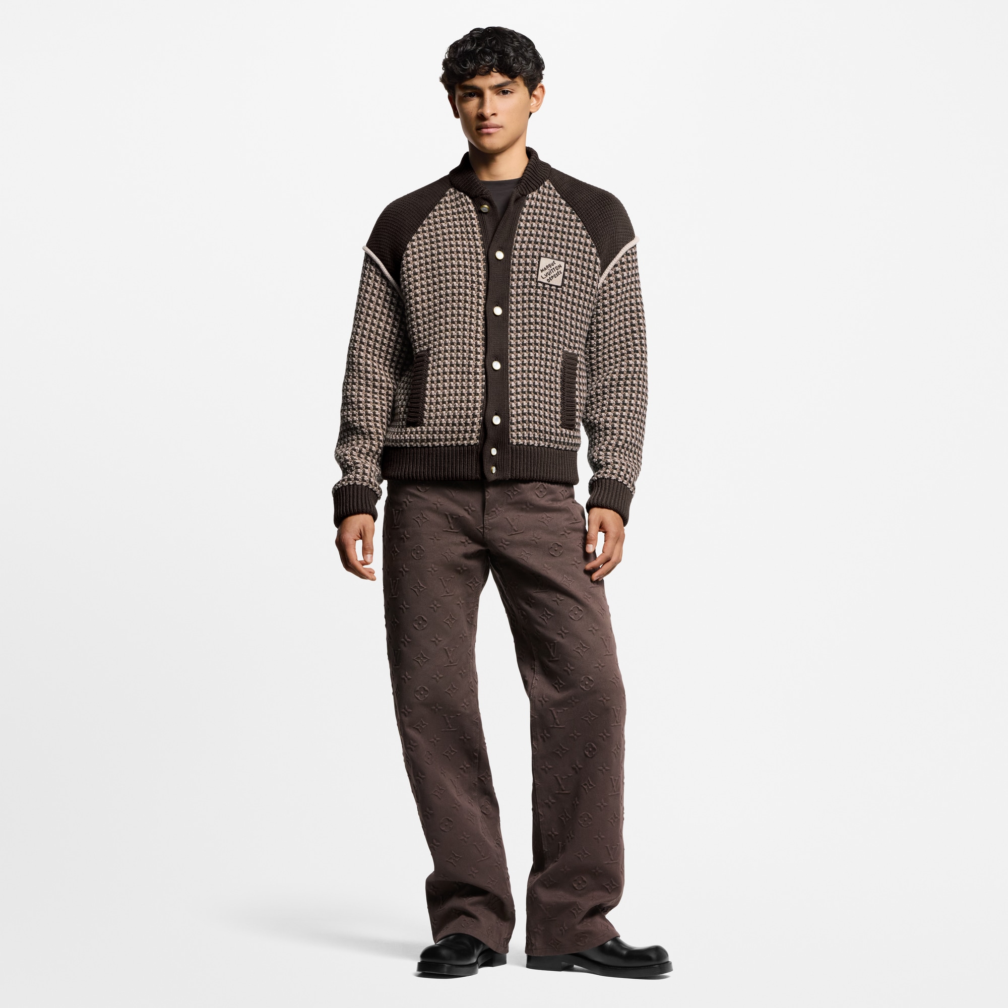  Ready-to-Wear Todas as Roupas Jaqueta Bomber em Malha de Algodão com Jacquard | Louis Vuitton ® (Zoom no Produto)