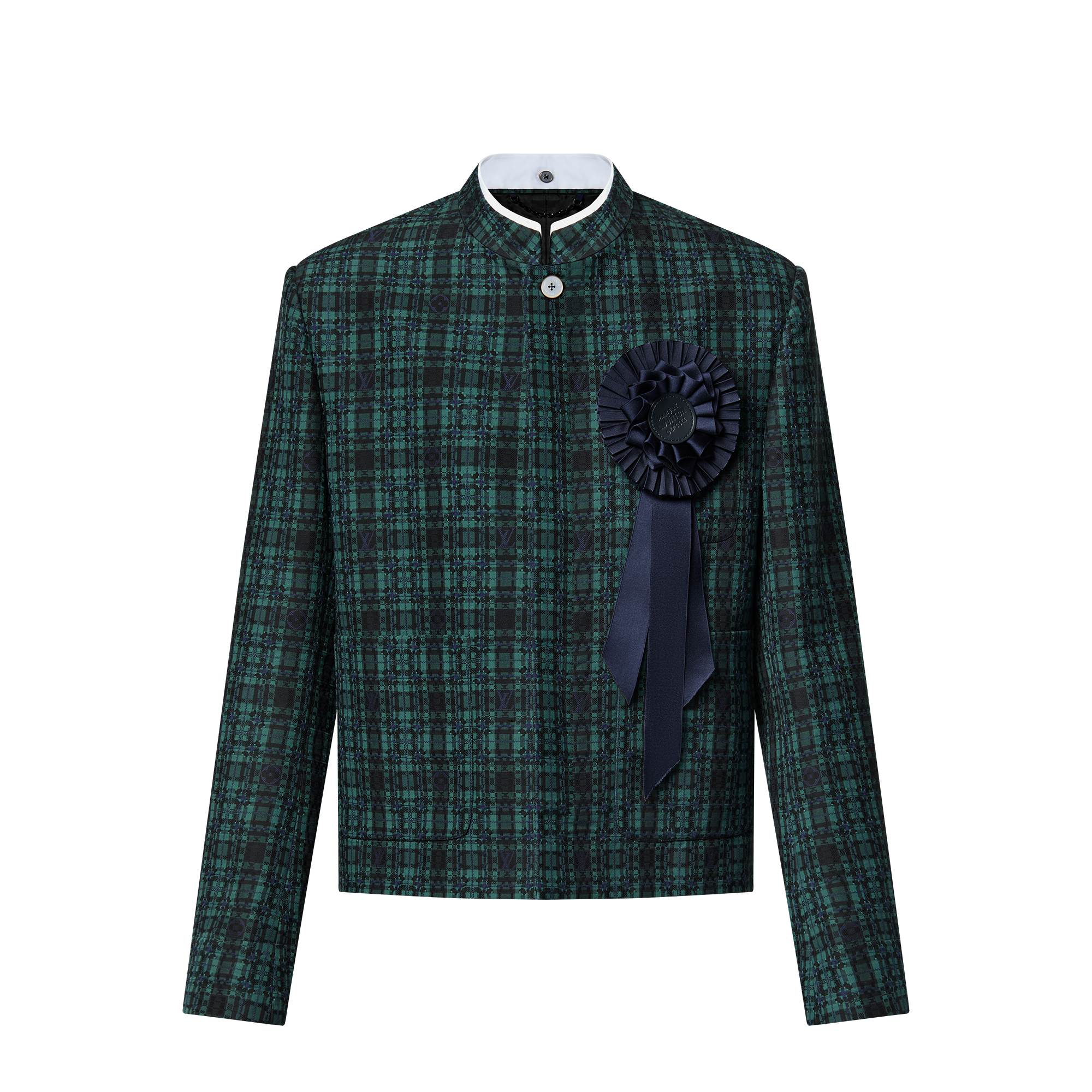  Ready-to-Wear Todas as Roupas Jaqueta de Algodão Tartan com Gola Mandarim | Louis Vuitton ® (Zoom no Produto)