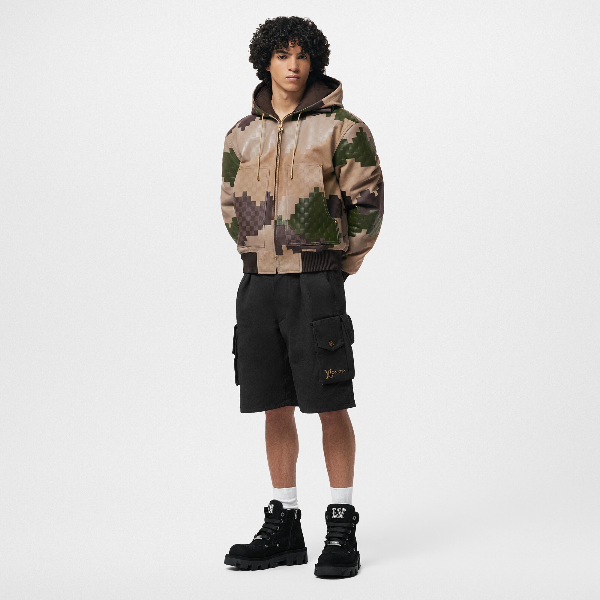  Ready-to-Wear Casacos e Agasalhos Jaqueta de Couro Damier com Capuz - Feita Sob Encomenda | Louis Vuitton ® (Zoom no Produto)