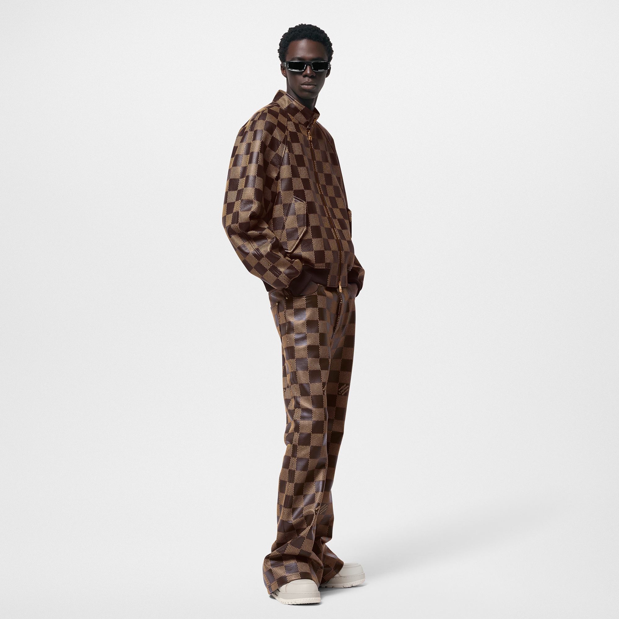  Discontinued Product Obs 9 Jaqueta de Couro Damier com Pied-de-poule | Louis Vuitton ® (Zoom no Produto)