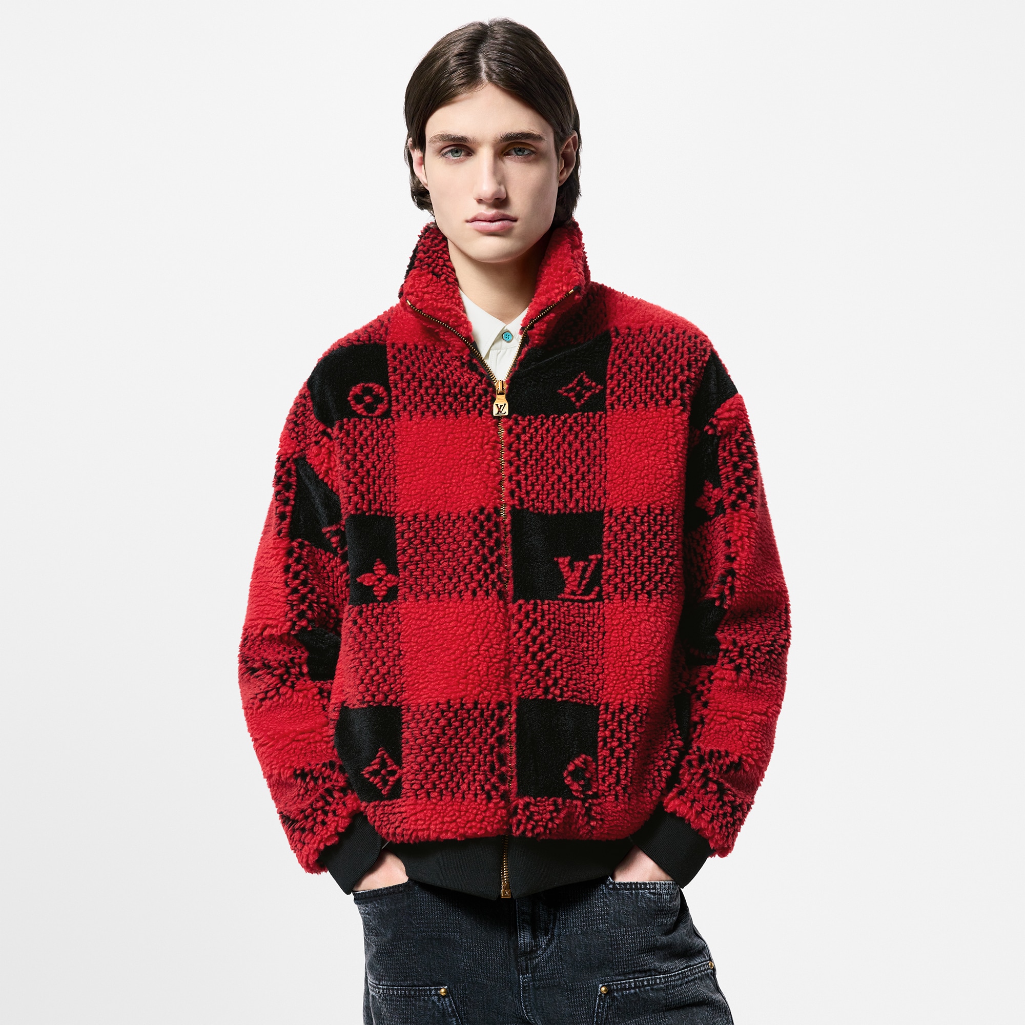  Discontinued Product Obs 9 Jaqueta de Fleece em Xadrez Damier | Louis Vuitton ® (Zoom no Produto)