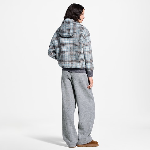 Jaqueta Esportiva em Tweed Xadrez com Zíper – Vista de Ambiente