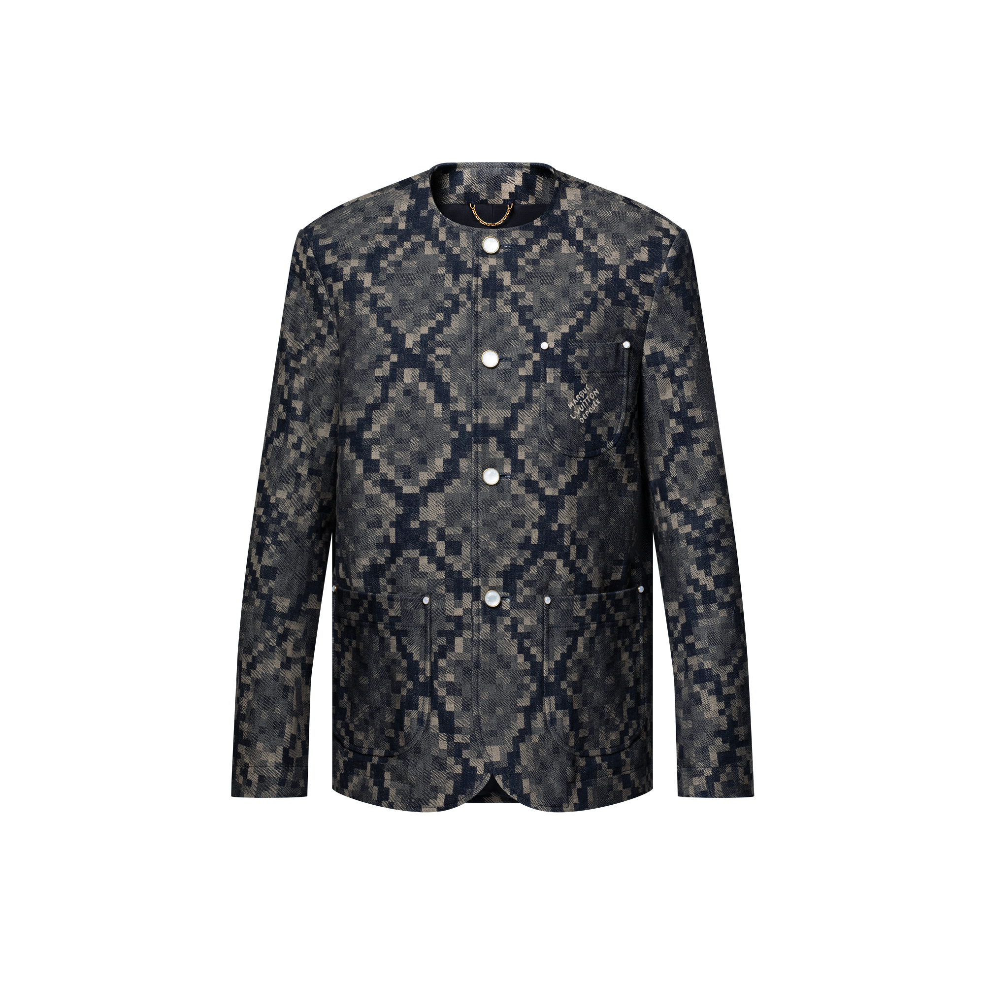  Ready-to-Wear Todas as Roupas Jaqueta Jeans com Grafismo e sem Gola | Louis Vuitton ® (Zoom no Produto)