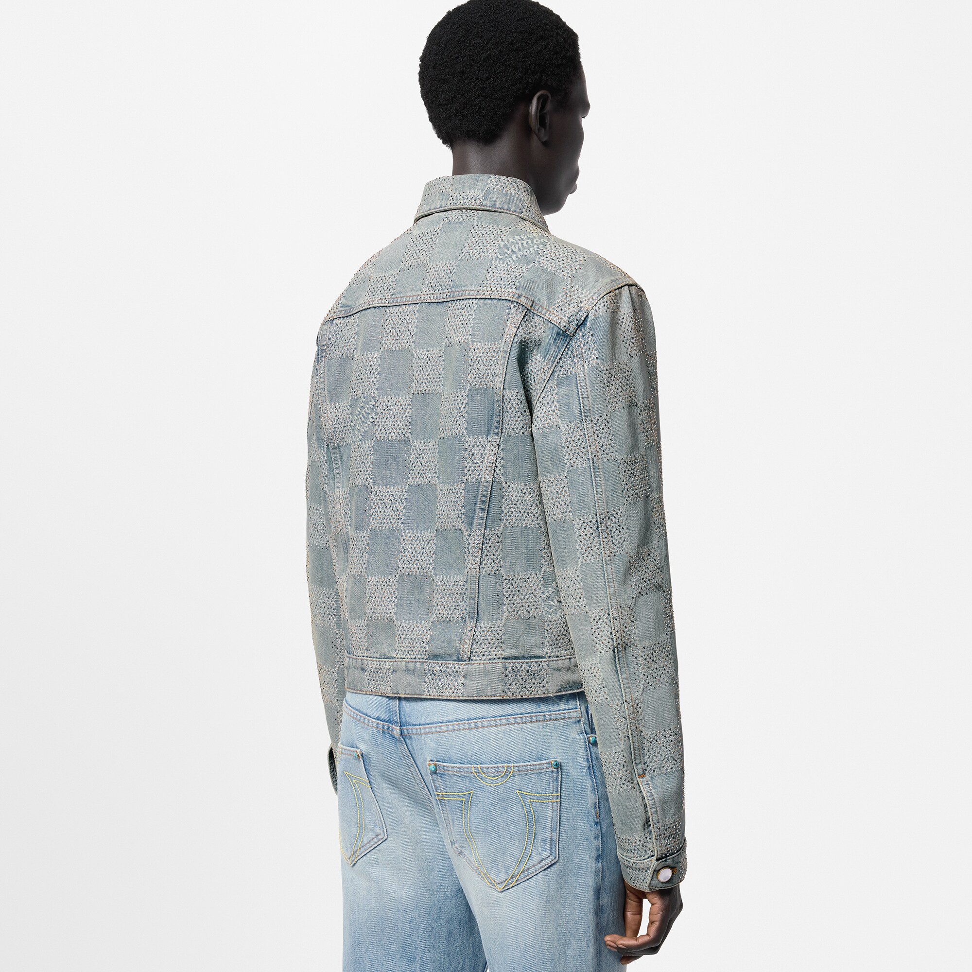  Ready-to-Wear Casacos e Agasalhos Jaqueta Jeans Damier Bordada - Feita sob Encomenda | Louis Vuitton ® (Zoom no Produto)