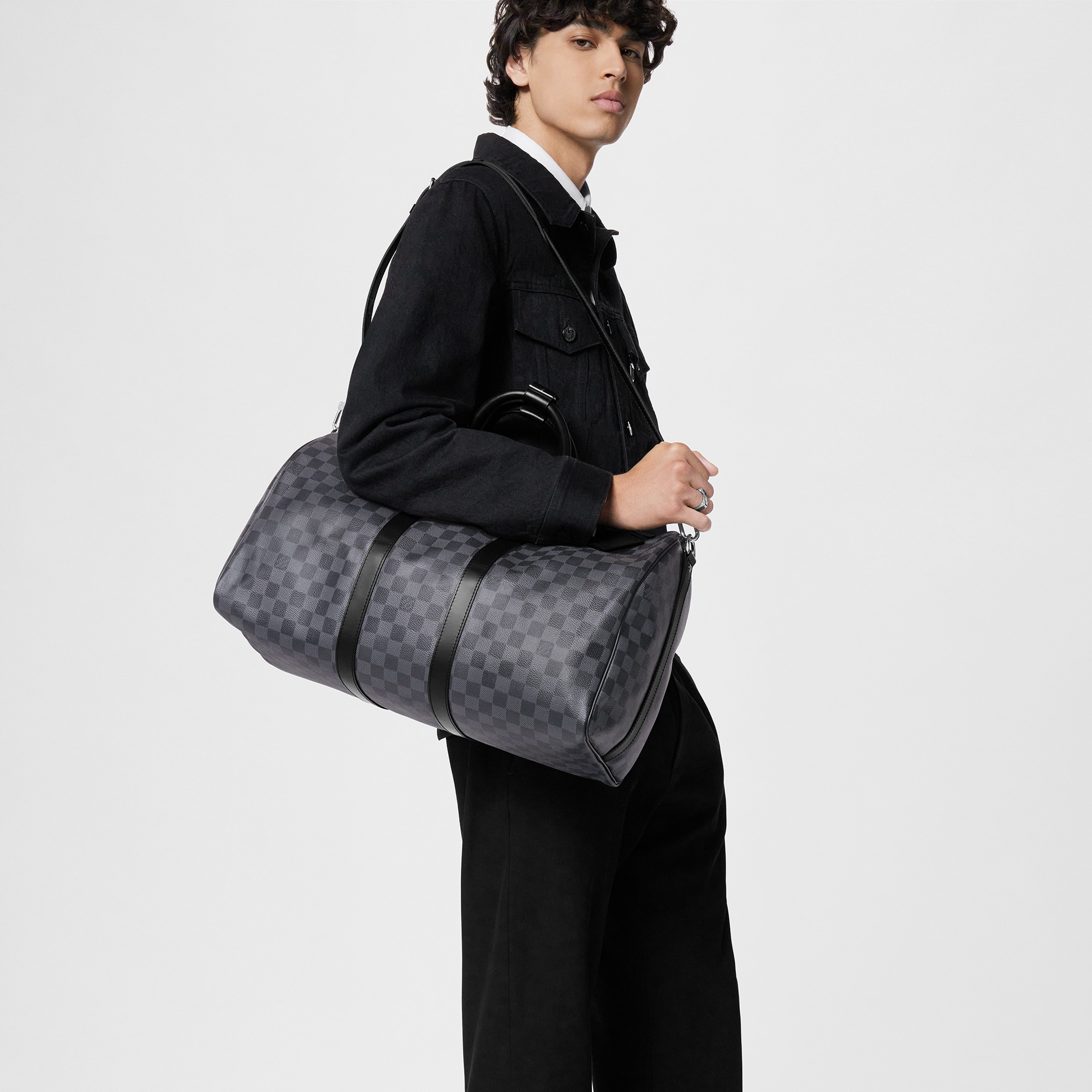 Canvas Damier Graphite Viagem Todas as Malas e Acessórios Keepall Bandoulière 45 | Louis Vuitton ® (Zoom no Produto)