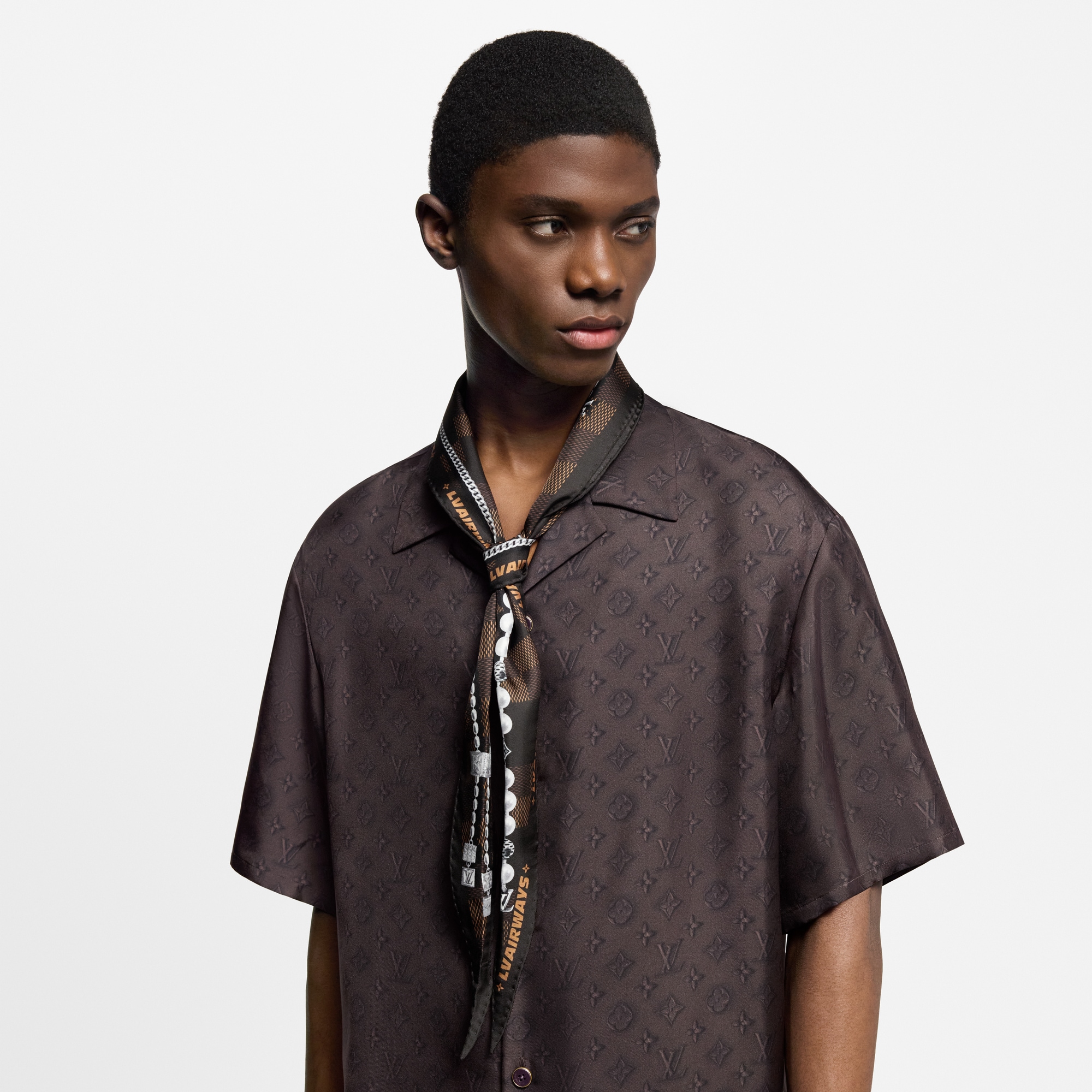 S00 Acessórios Lenços de Seda e Bandanas Losango de Seda Damier Tied Up | Louis Vuitton ® (Zoom no Produto)