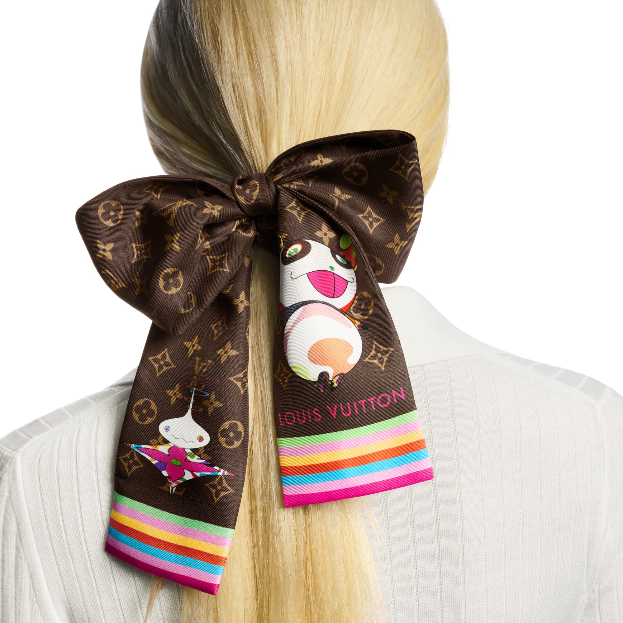 S00 Acessórios Lenços de Seda e Bandeaus LV x TM Bandeau com Personagens em Estilo Superflat | Louis Vuitton ® (Zoom no Produto)