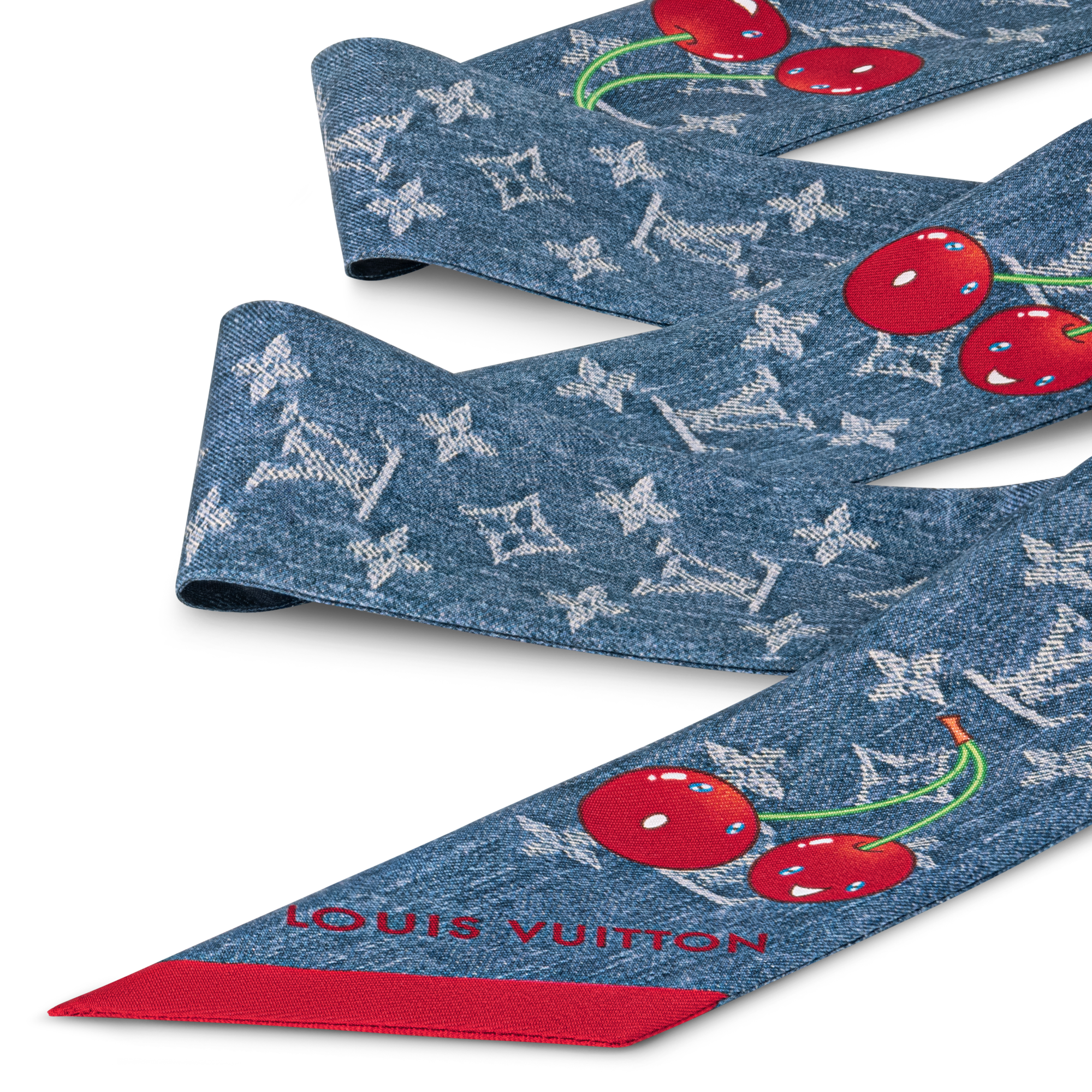 S00 Acessórios Lenços de Seda e Bandeaus LV x TM Bandeau Denim Cerise | Louis Vuitton ® (Zoom no Produto)