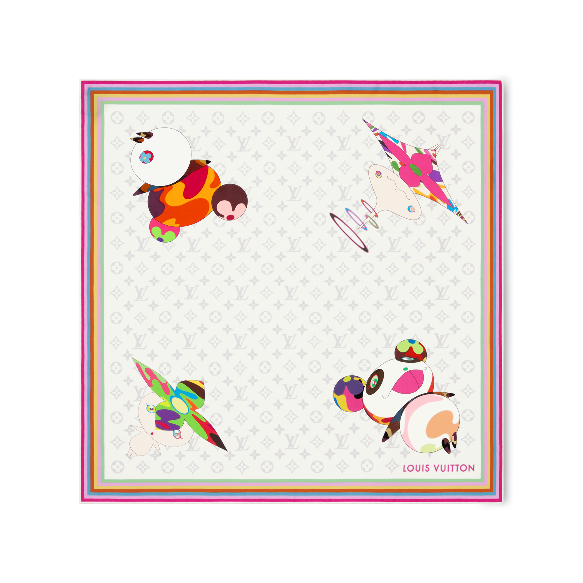 S00 Acessórios Lenços de Seda e Bandeaus LV x TM Carré 70 cm com Monogram e Personagens em Estilo Superflat | Louis Vuitton ® (Zoom no Produto)