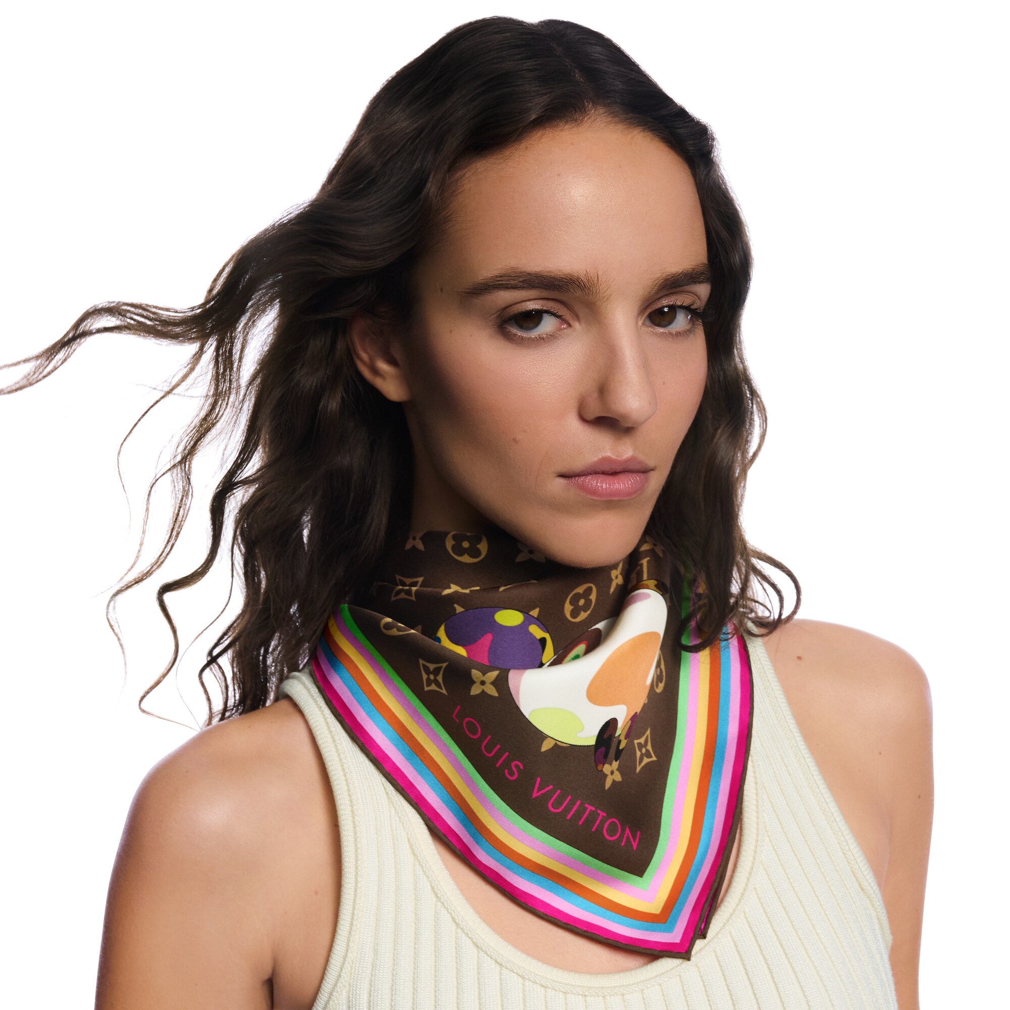 S00 Acessórios Lenços de Seda e Bandeaus LV x TM Carré 70 cm com Monogram e Personagens em Estilo Superflat | Louis Vuitton ® (Zoom no Produto)