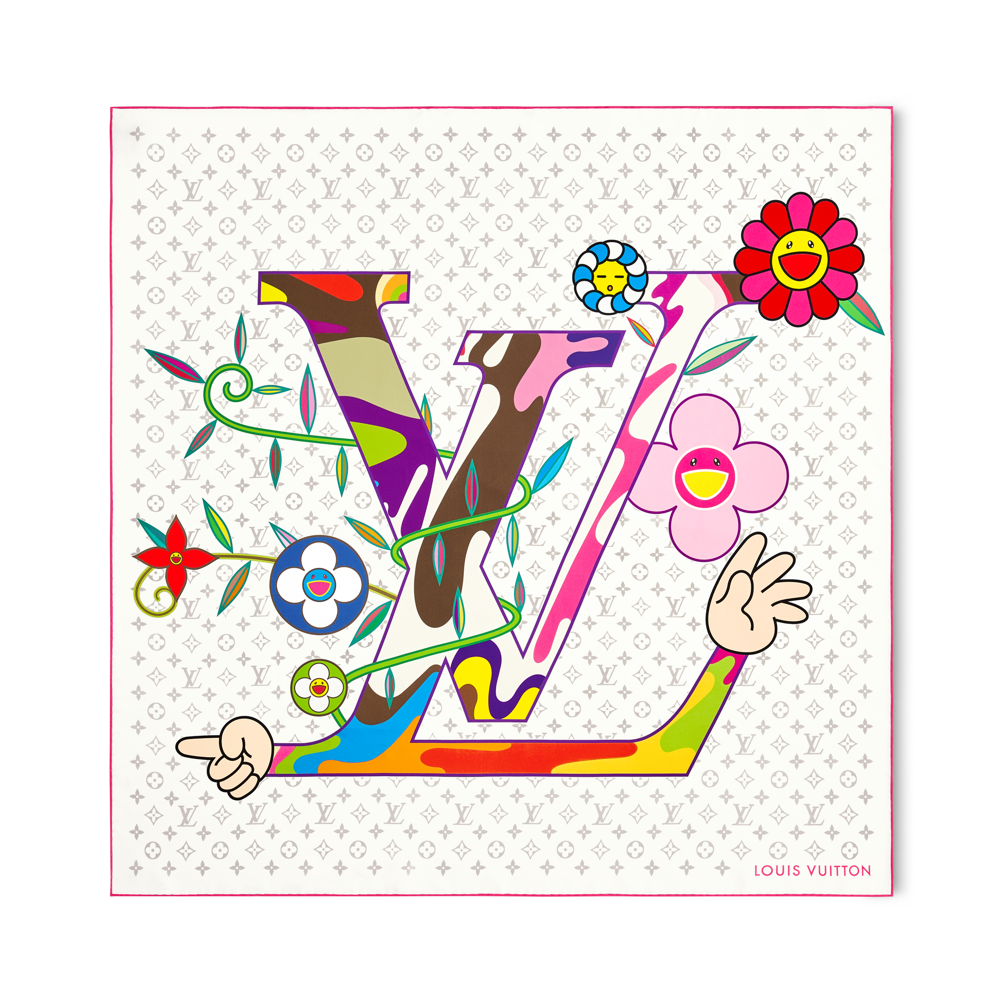 S00 Acessórios Lenços de Seda e Bandeaus LV x TM Carré 90 cm com Monogram Superflat | Louis Vuitton ® (Zoom no Produto)