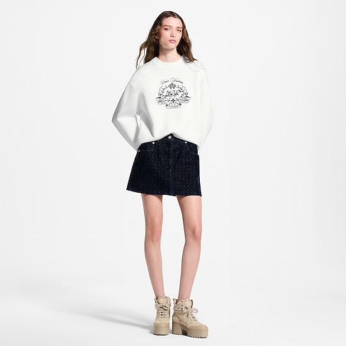 Ready-to-Wear Novidades em Roupas Minissaia Nanogram com Textura Flocada em Veludo | Louis Vuitton ® (Zoom no Produto)