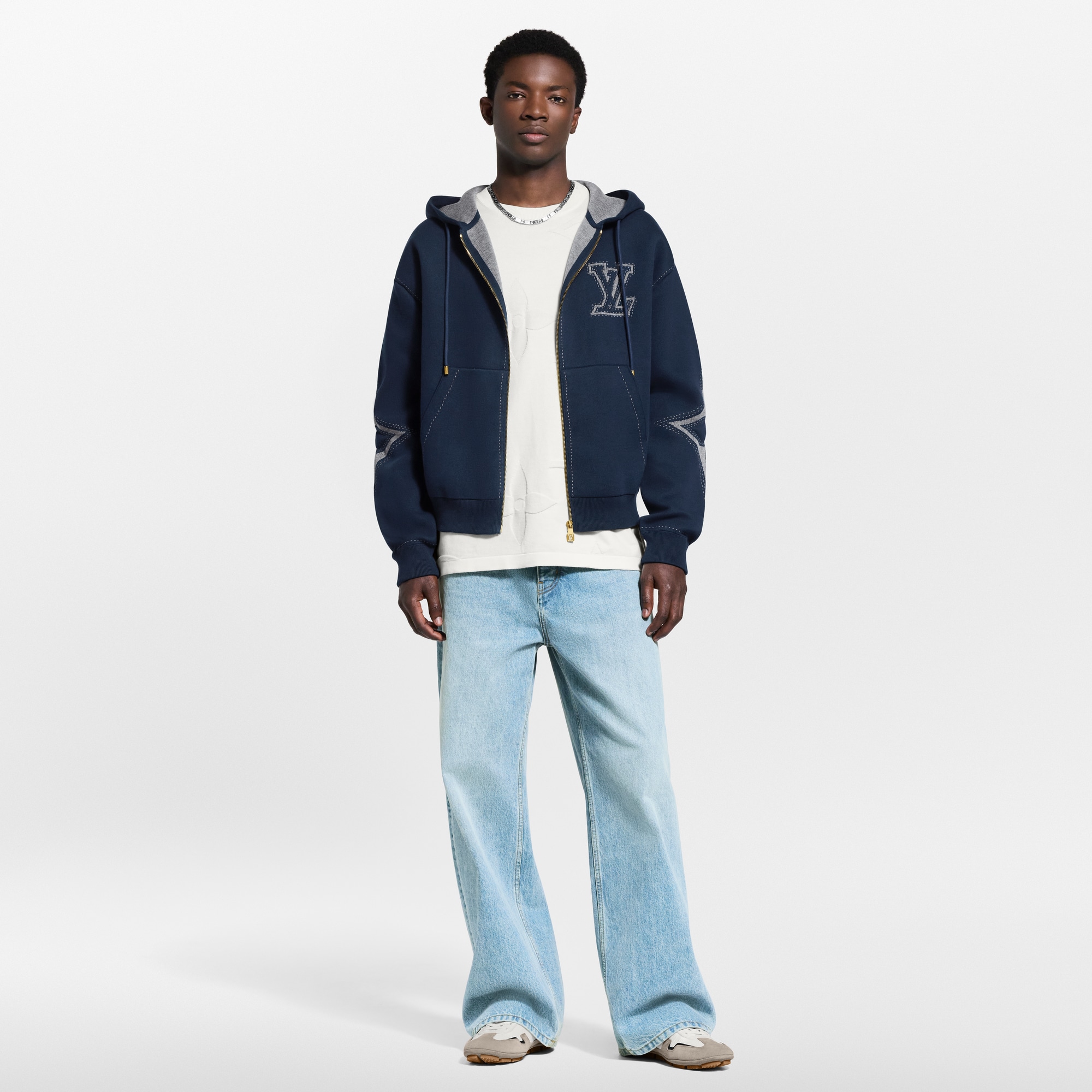  Ready-to-Wear Todas as Roupas Moletom com Capuz e Zíper com Grafismo em Intársia | Louis Vuitton ® (Zoom no Produto)